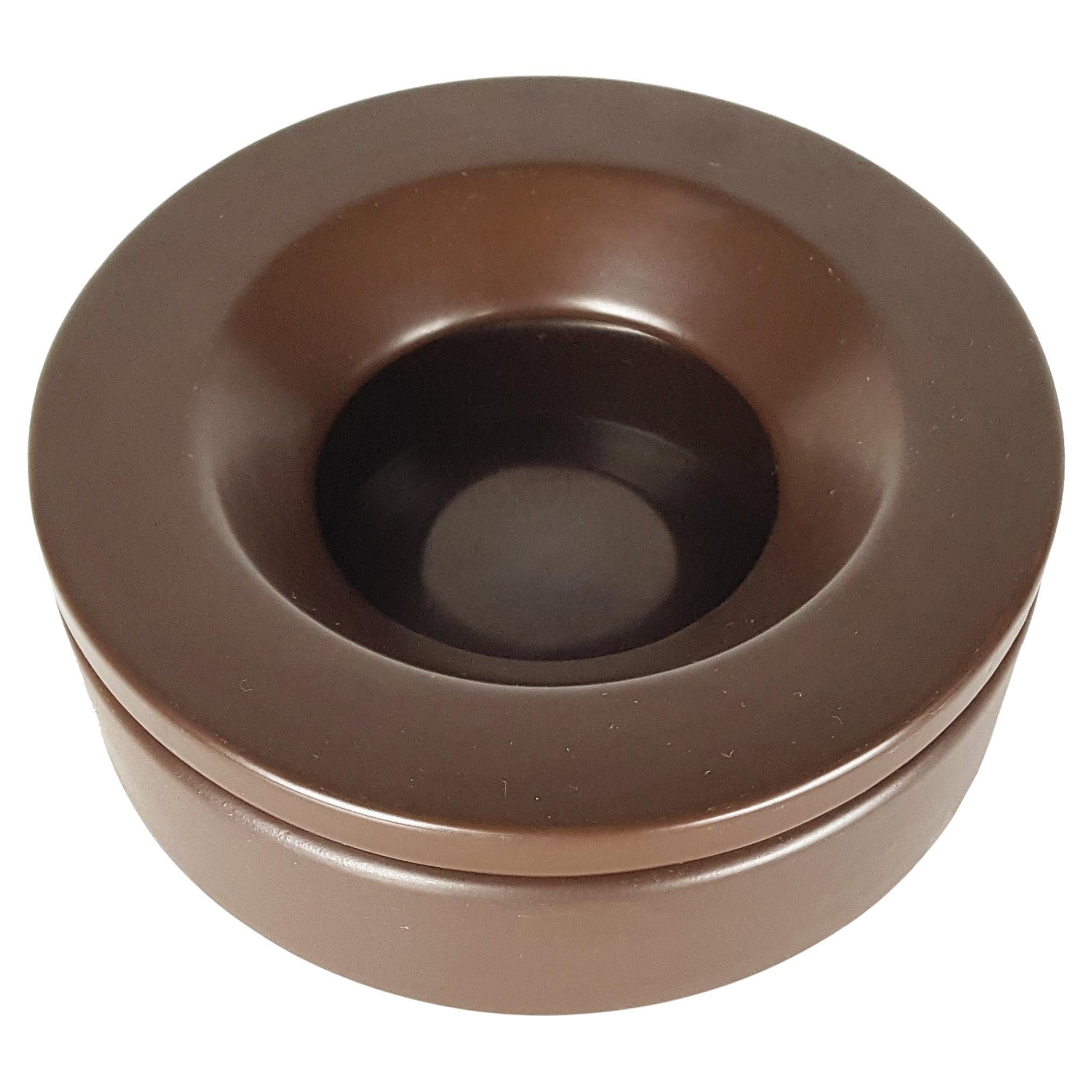 Small Brown Ceramic Barbados ashtray by Angelo Mangiarotti for Danese, 1964