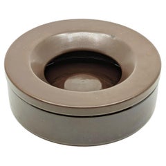 Piccolo posacenere Barbados in ceramica marrone di Angelo Mangiarotti per Danese, 1964