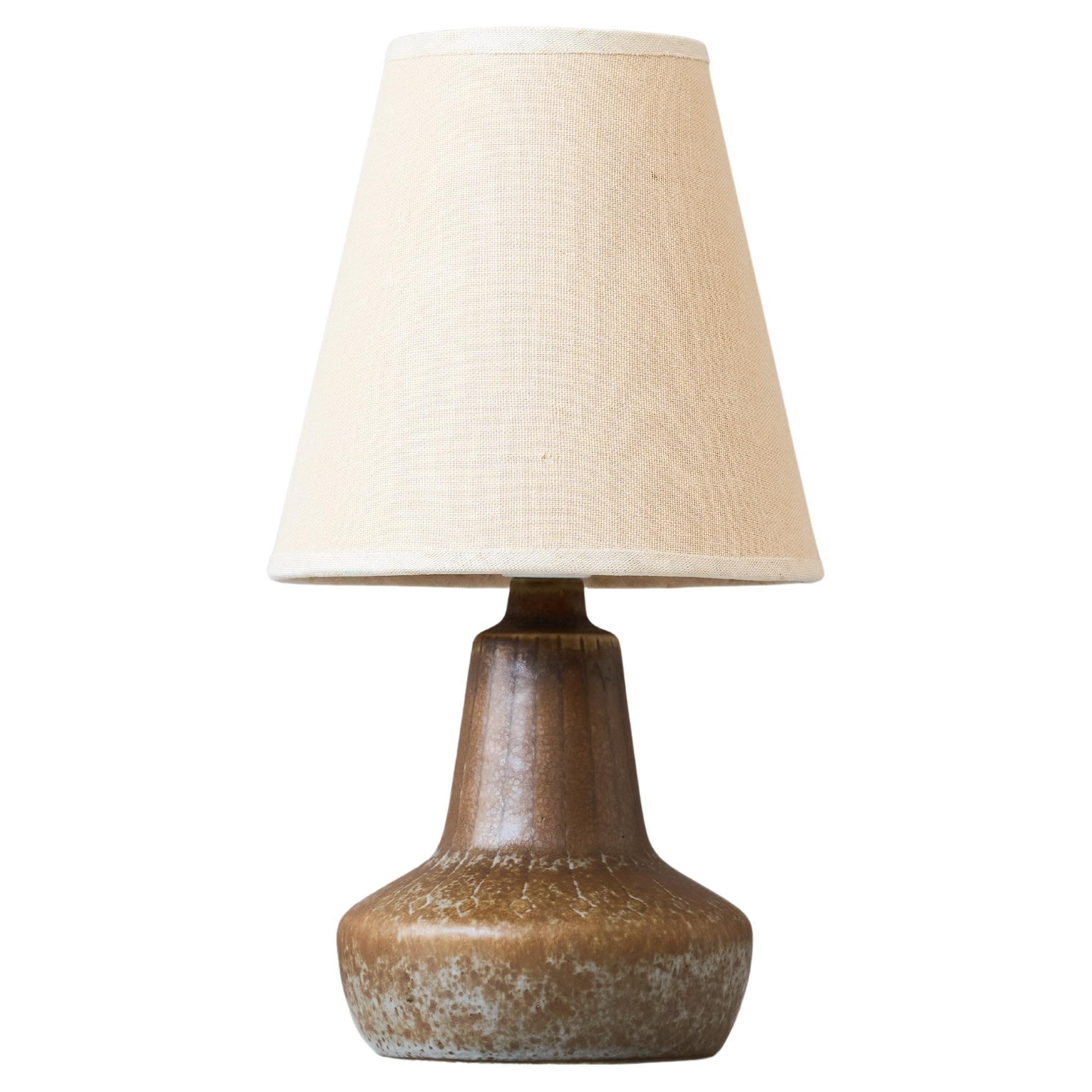 Small Brown Ceramic Table Lamp by Gunnar Nylund for Rörstrand, Sweden, 1950s. For Sale