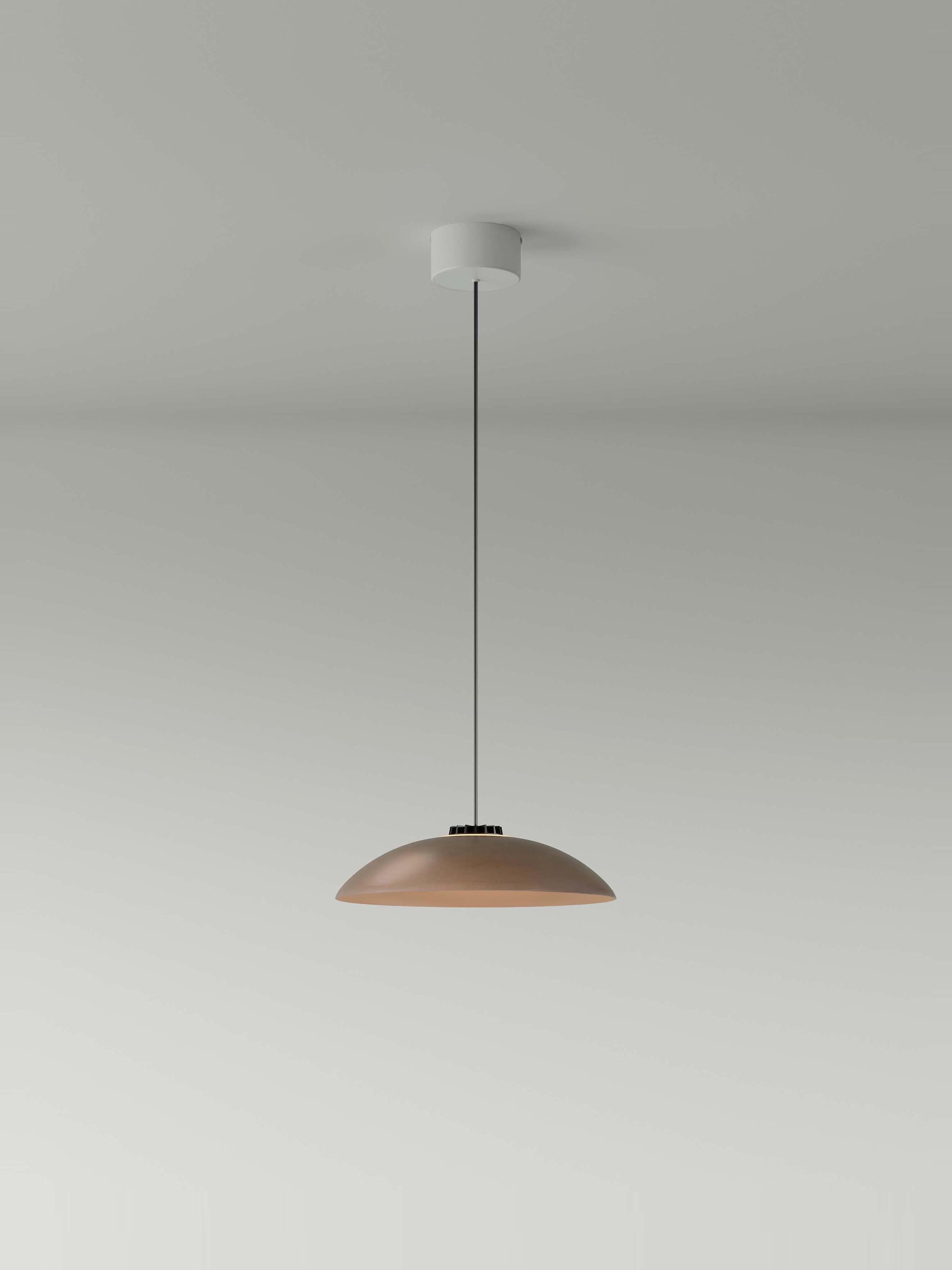 Modern Small Brown Headhat Plate Pendant Lamp by Santa & Cole For Sale