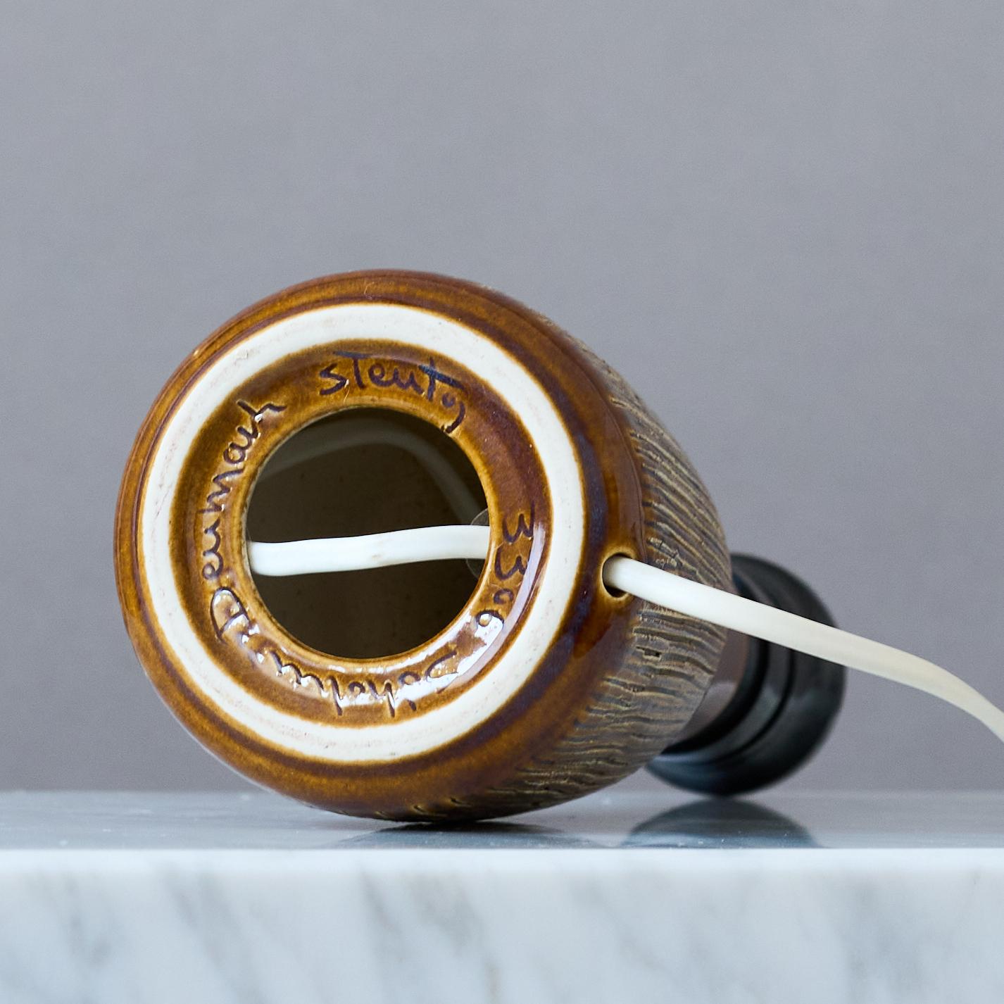 Small Brown Mid-Century Ceramic Table Lamp by Søholm Stentøj, Denmark, 1960s. For Sale 3