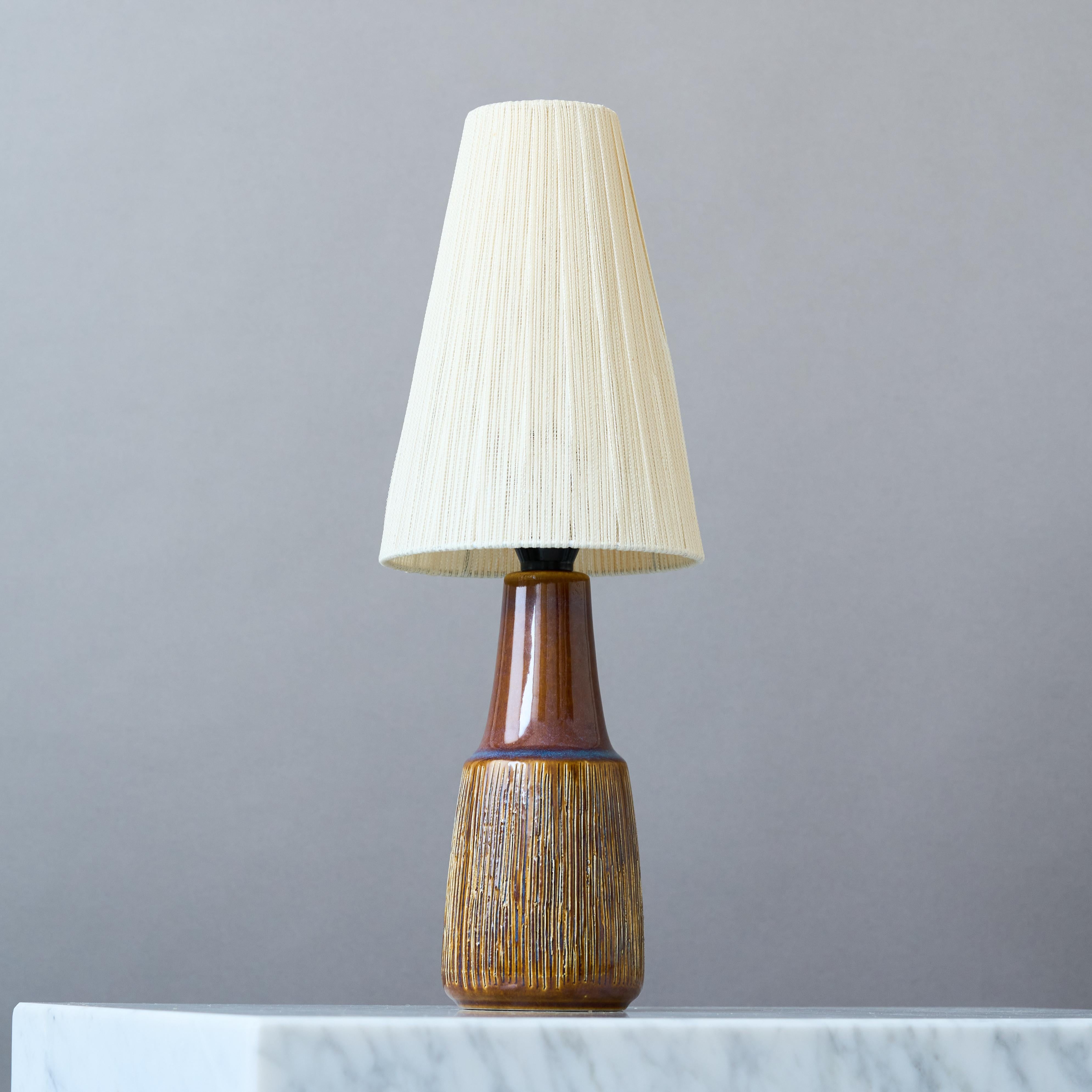 Scandinavian Modern Small Brown Mid-Century Ceramic Table Lamp by Søholm Stentøj, Denmark, 1960s. For Sale