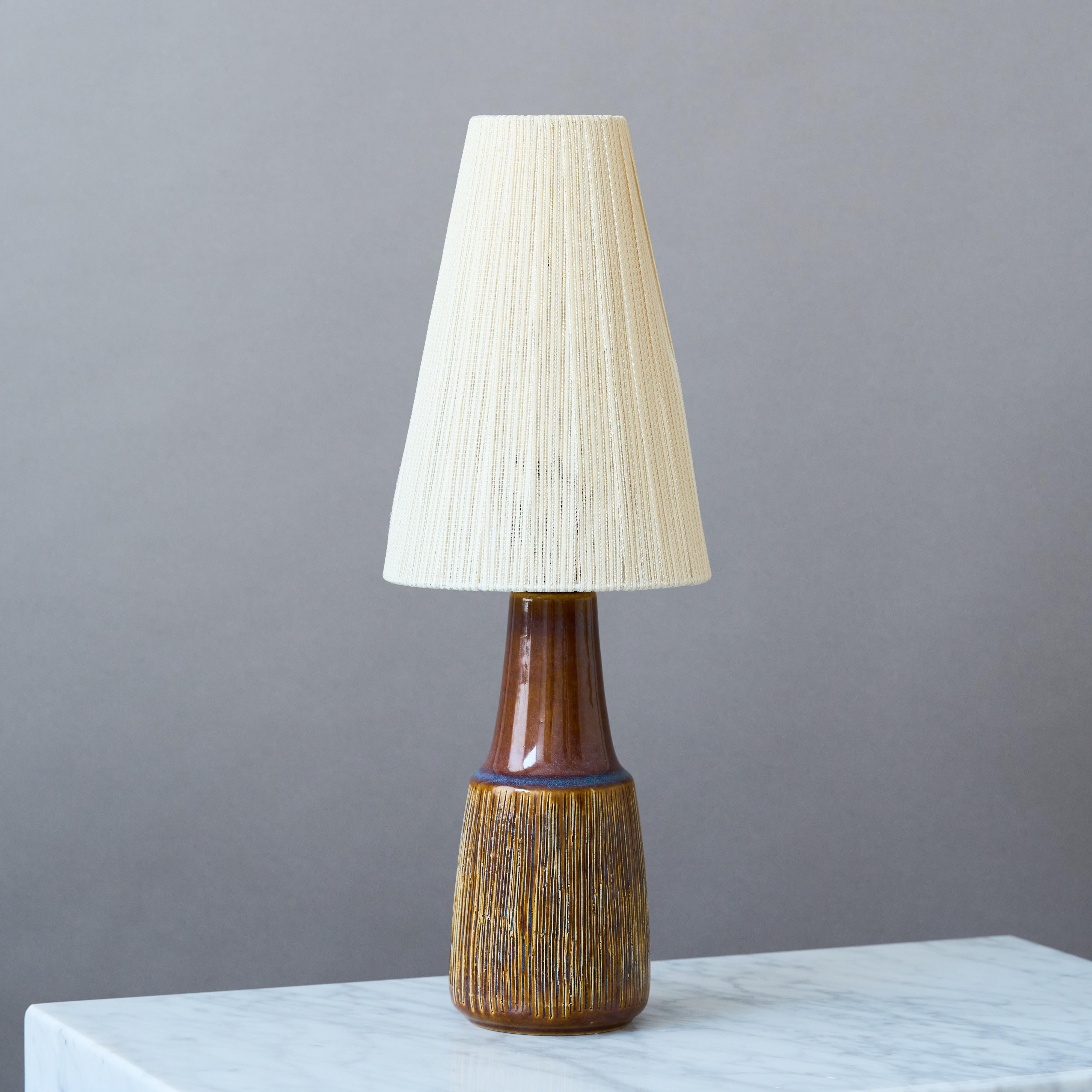Glazed Small Brown Mid-Century Ceramic Table Lamp by Søholm Stentøj, Denmark, 1960s. For Sale