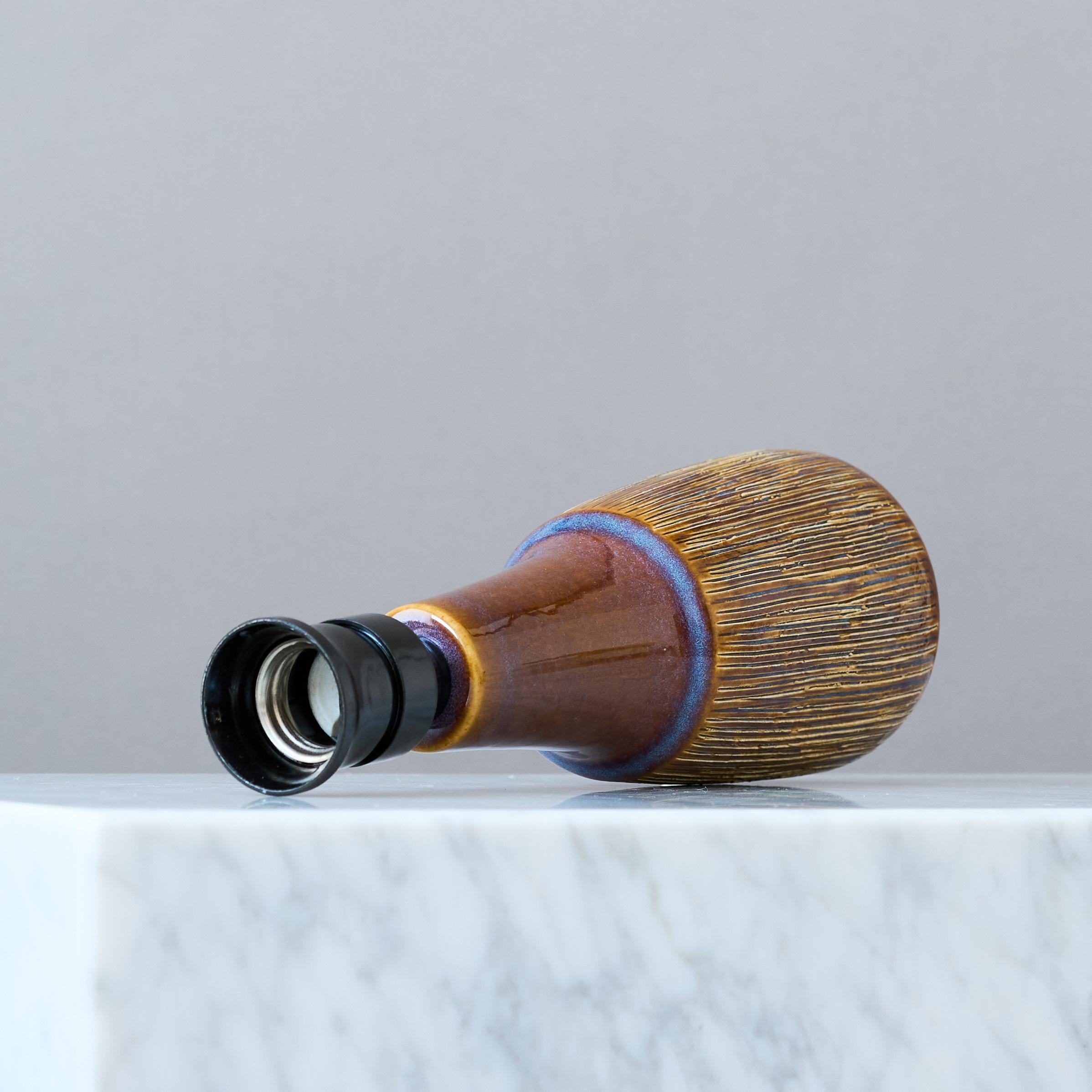 Small Brown Mid-Century Ceramic Table Lamp by Søholm Stentøj, Denmark, 1960s. For Sale 1
