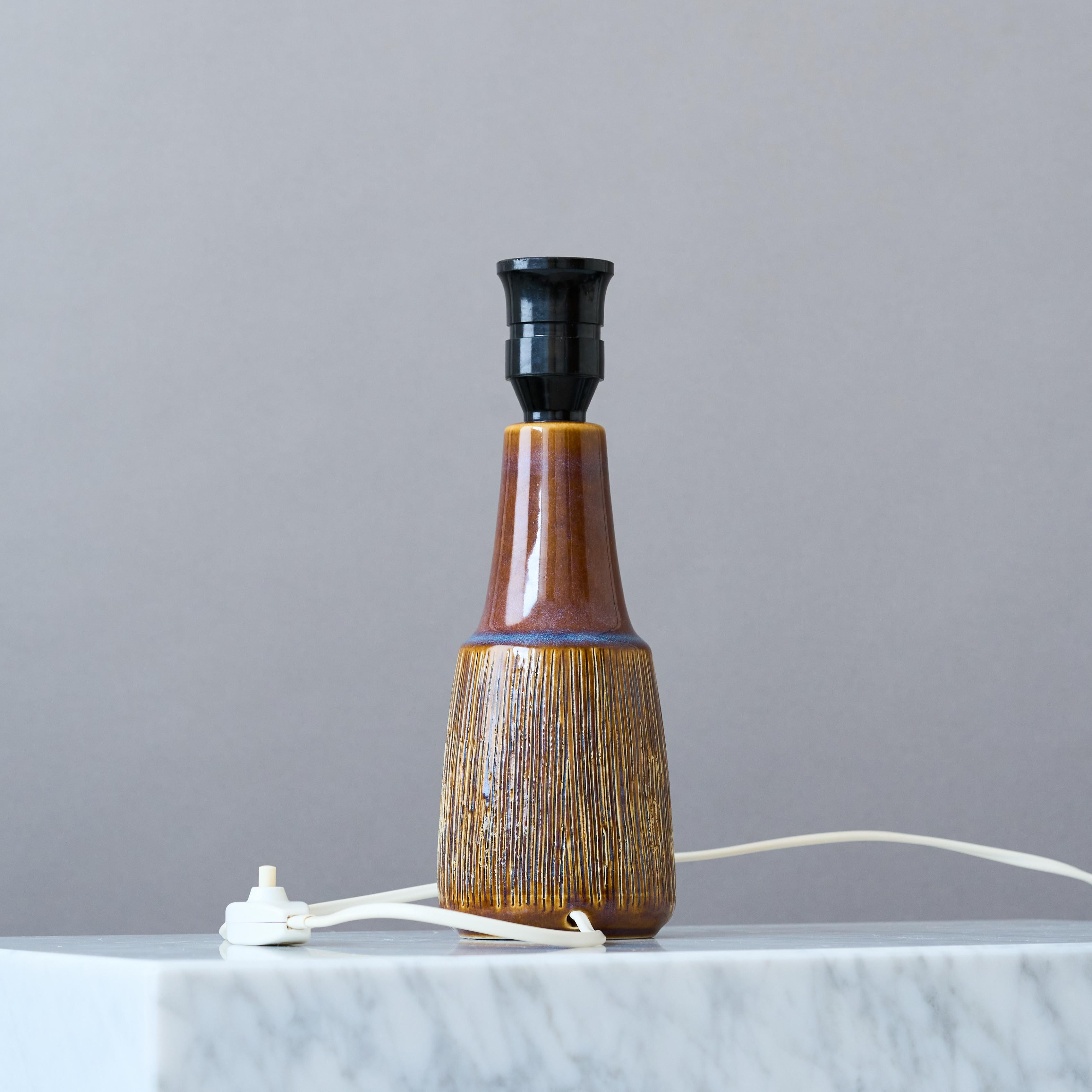 Small Brown Mid-Century Ceramic Table Lamp by Søholm Stentøj, Denmark, 1960s. For Sale 2