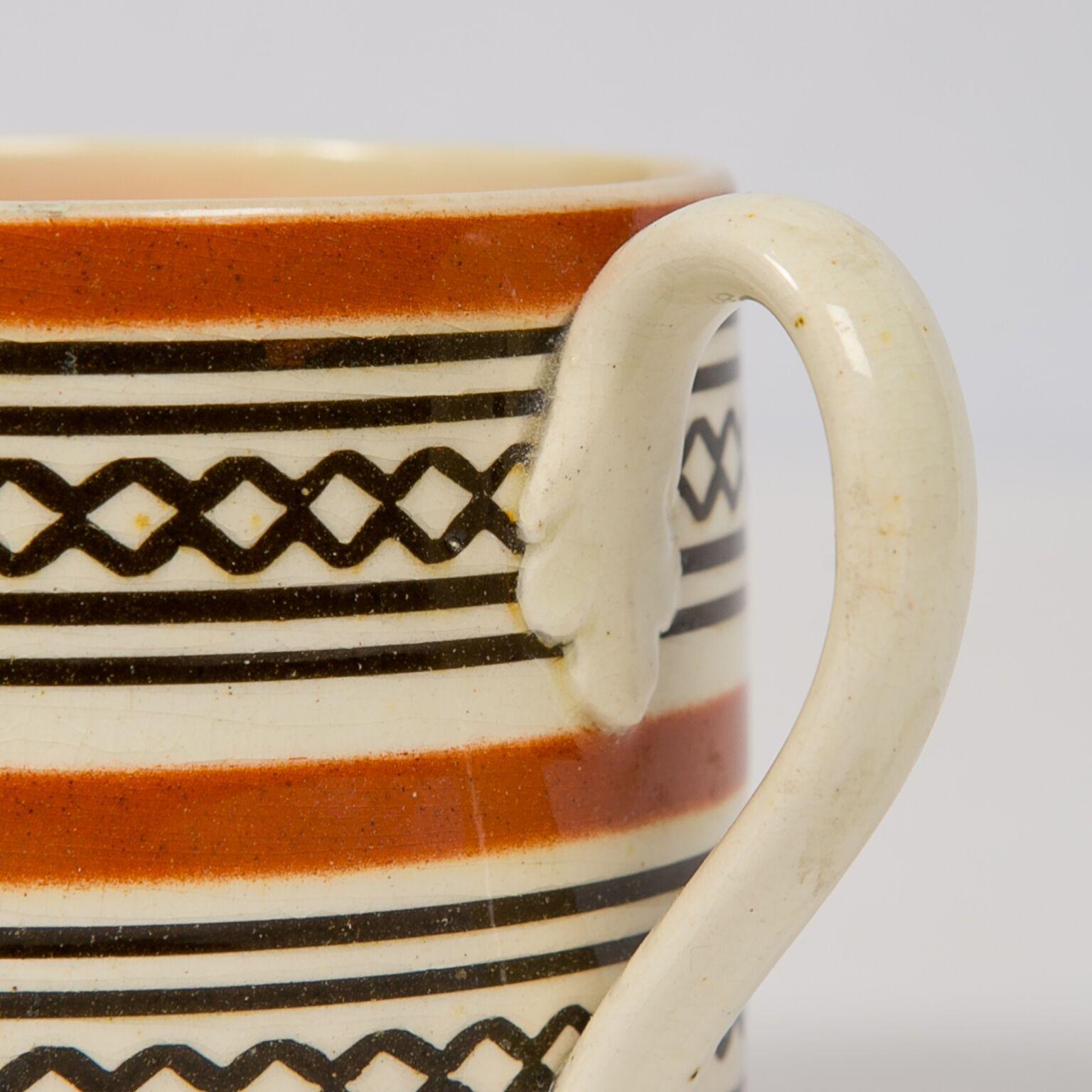 English Small Brown Mochaware Mug Made in England, circa 1820