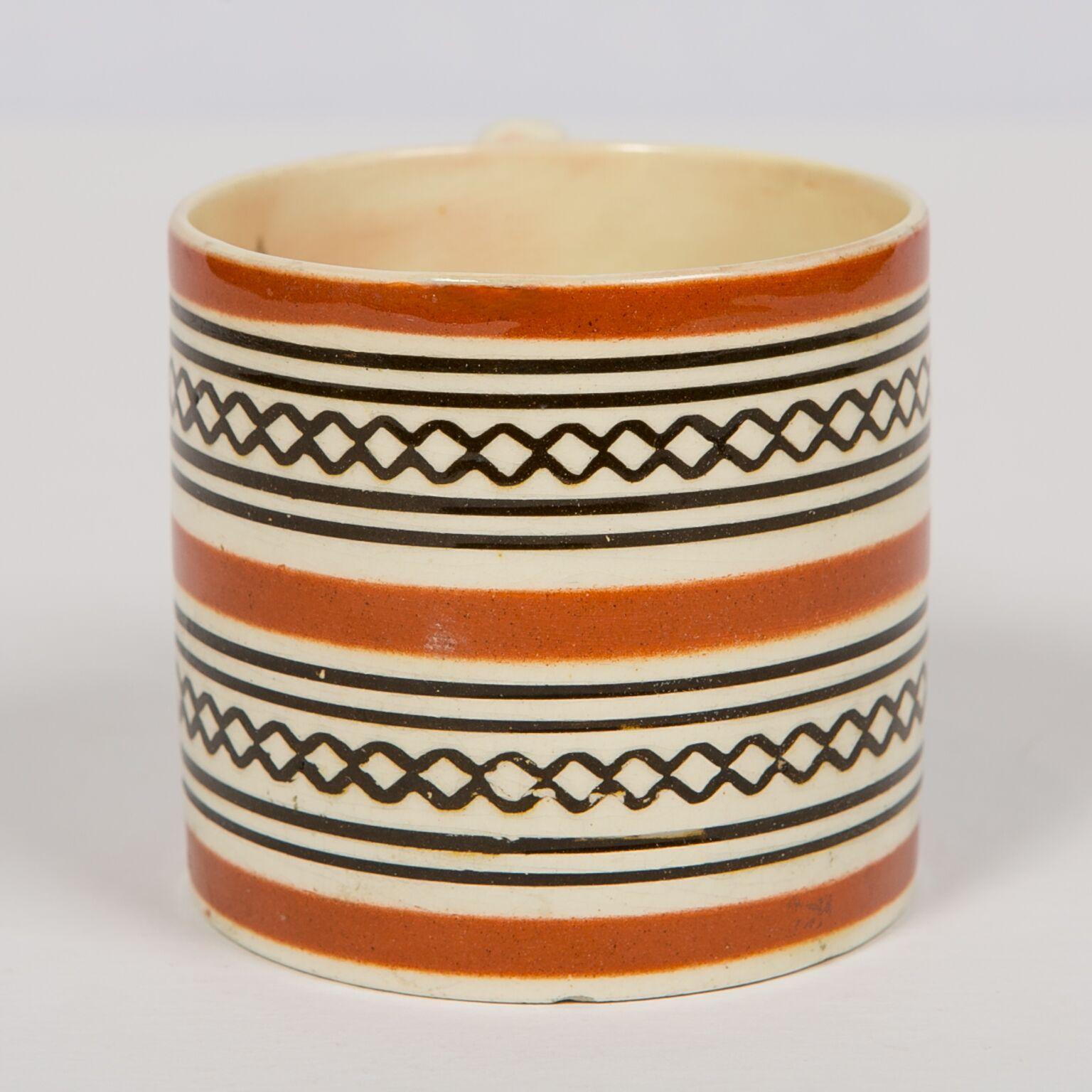 Glazed Small Brown Mochaware Mug Made in England, circa 1820