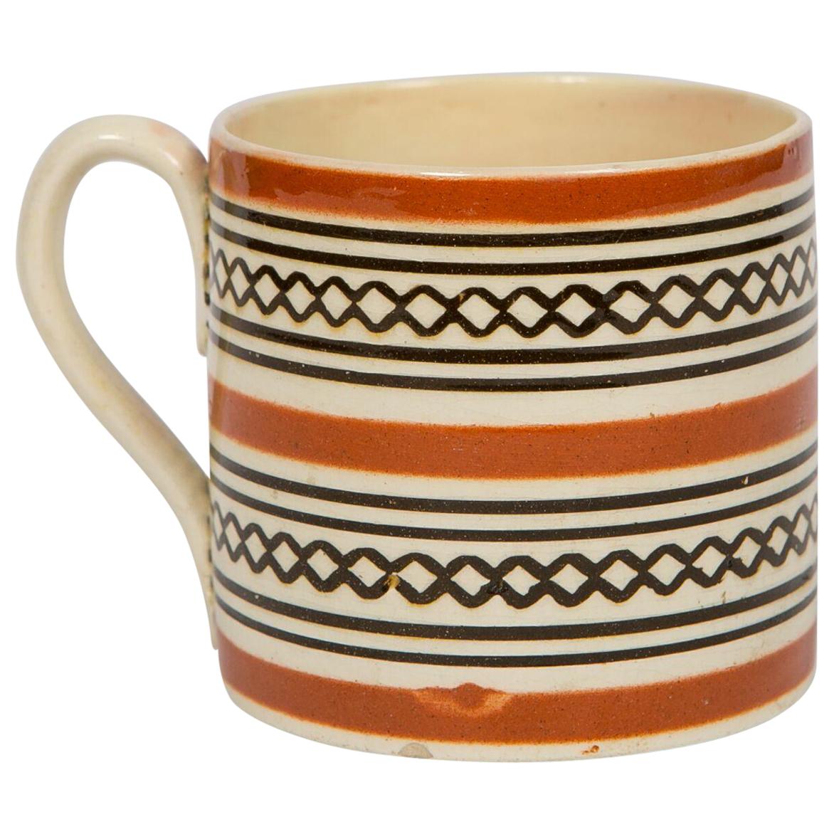 Small Brown Mochaware Mug Made in England, circa 1820