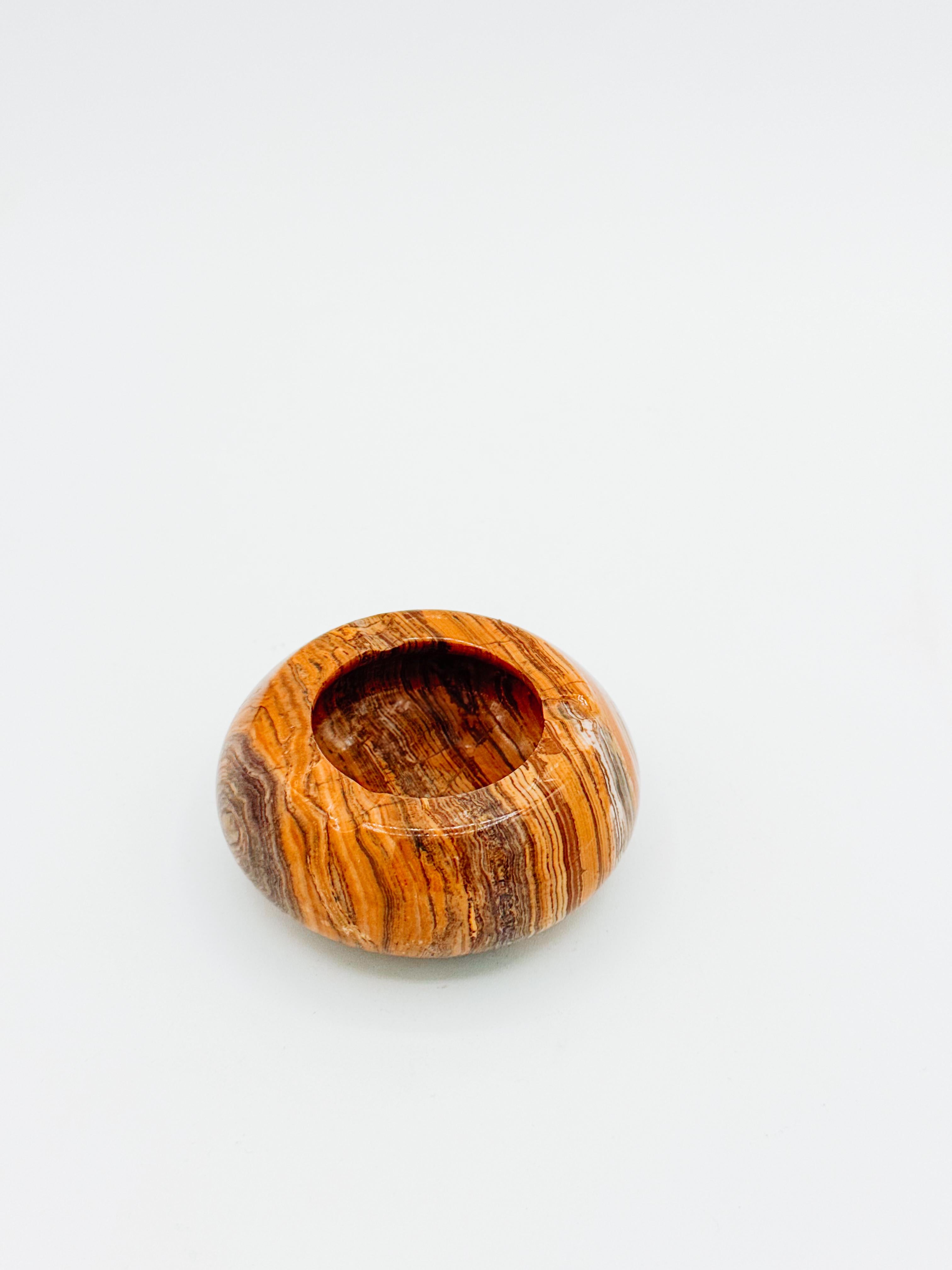 Organic Modern Small Brown Orange Marble Onyx Swirl Mid Century Ashtray