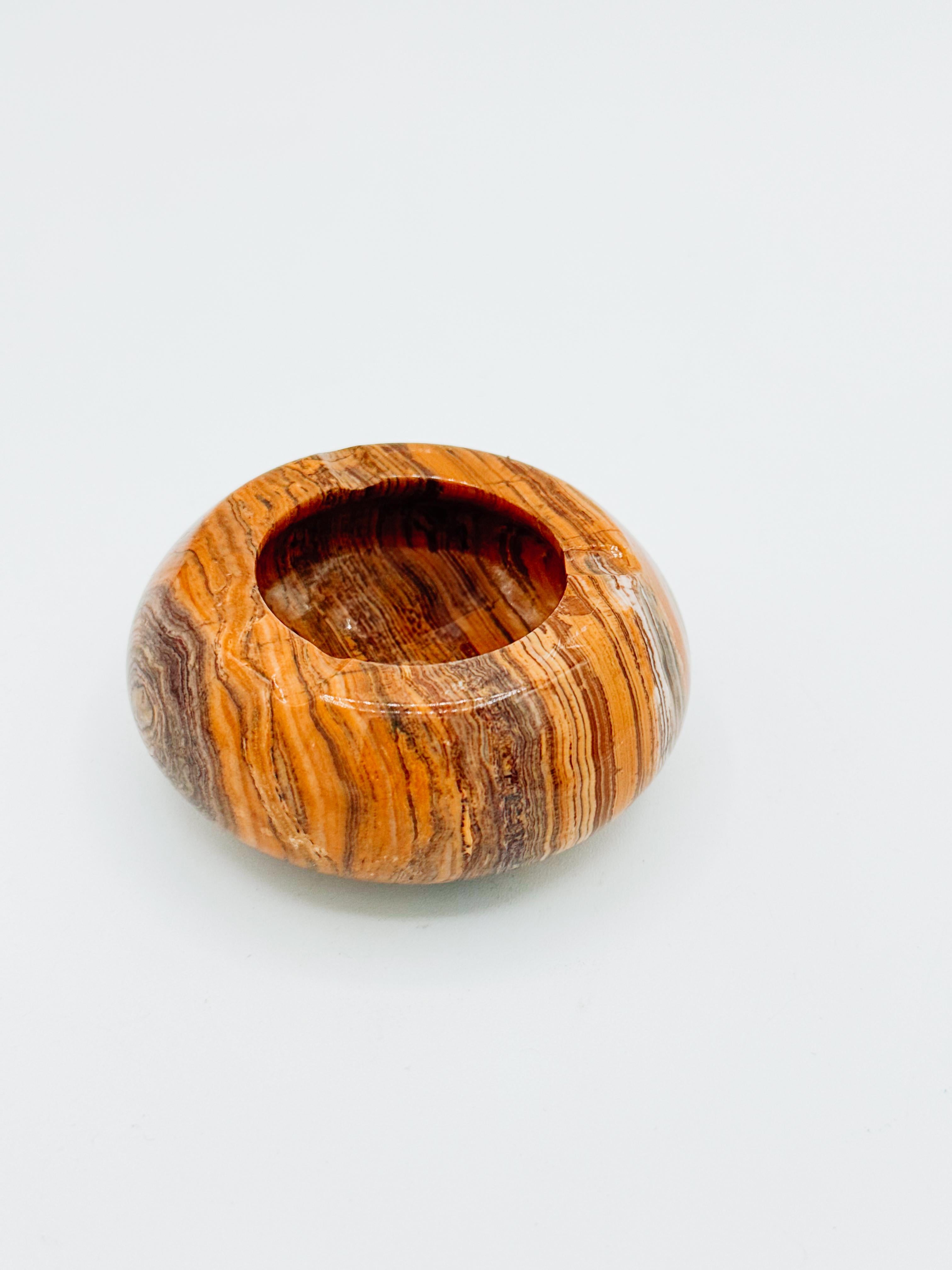 20th Century Small Brown Orange Marble Onyx Swirl Mid Century Ashtray