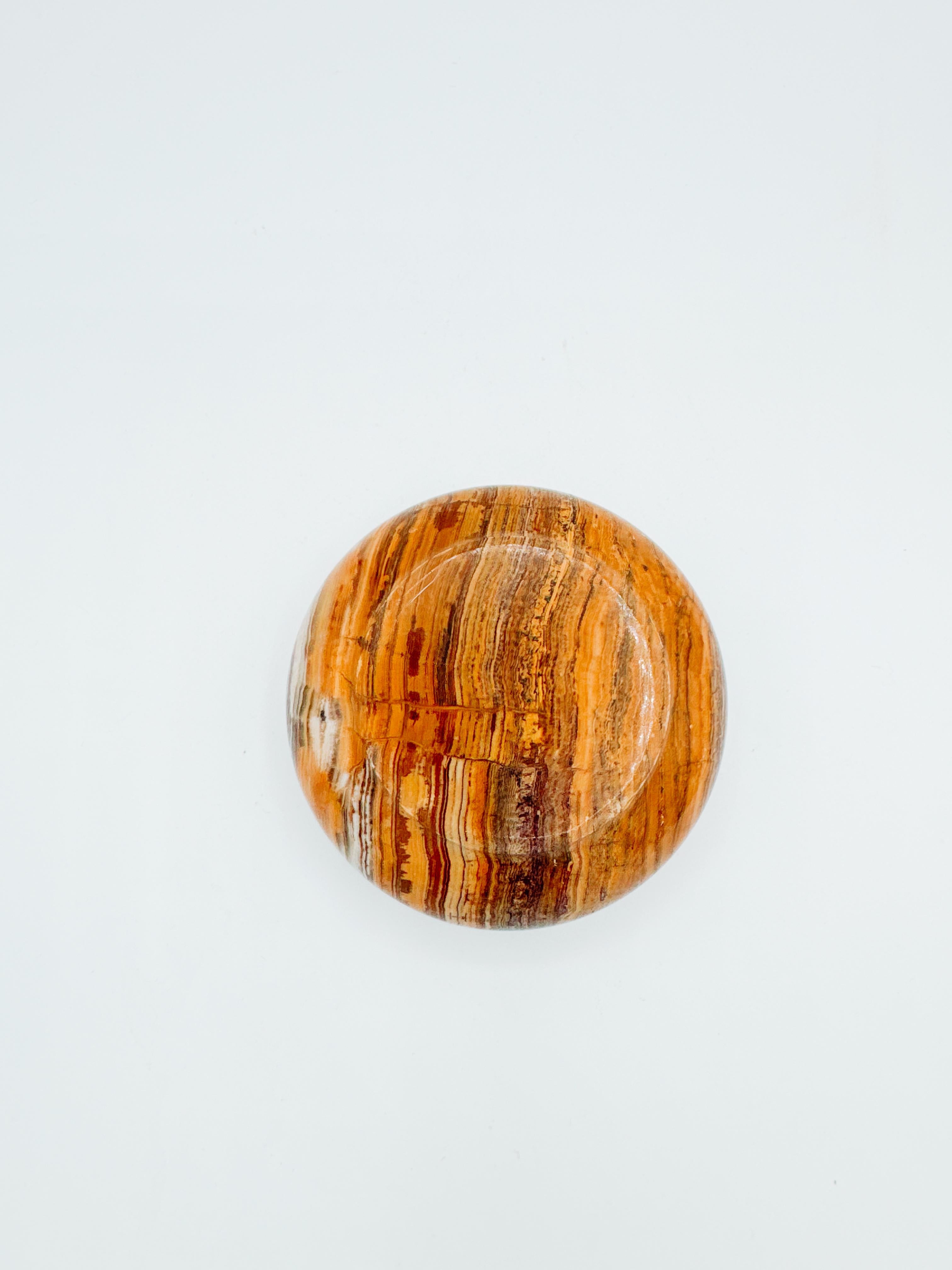 Small Brown Orange Marble Onyx Swirl Mid Century Ashtray 1