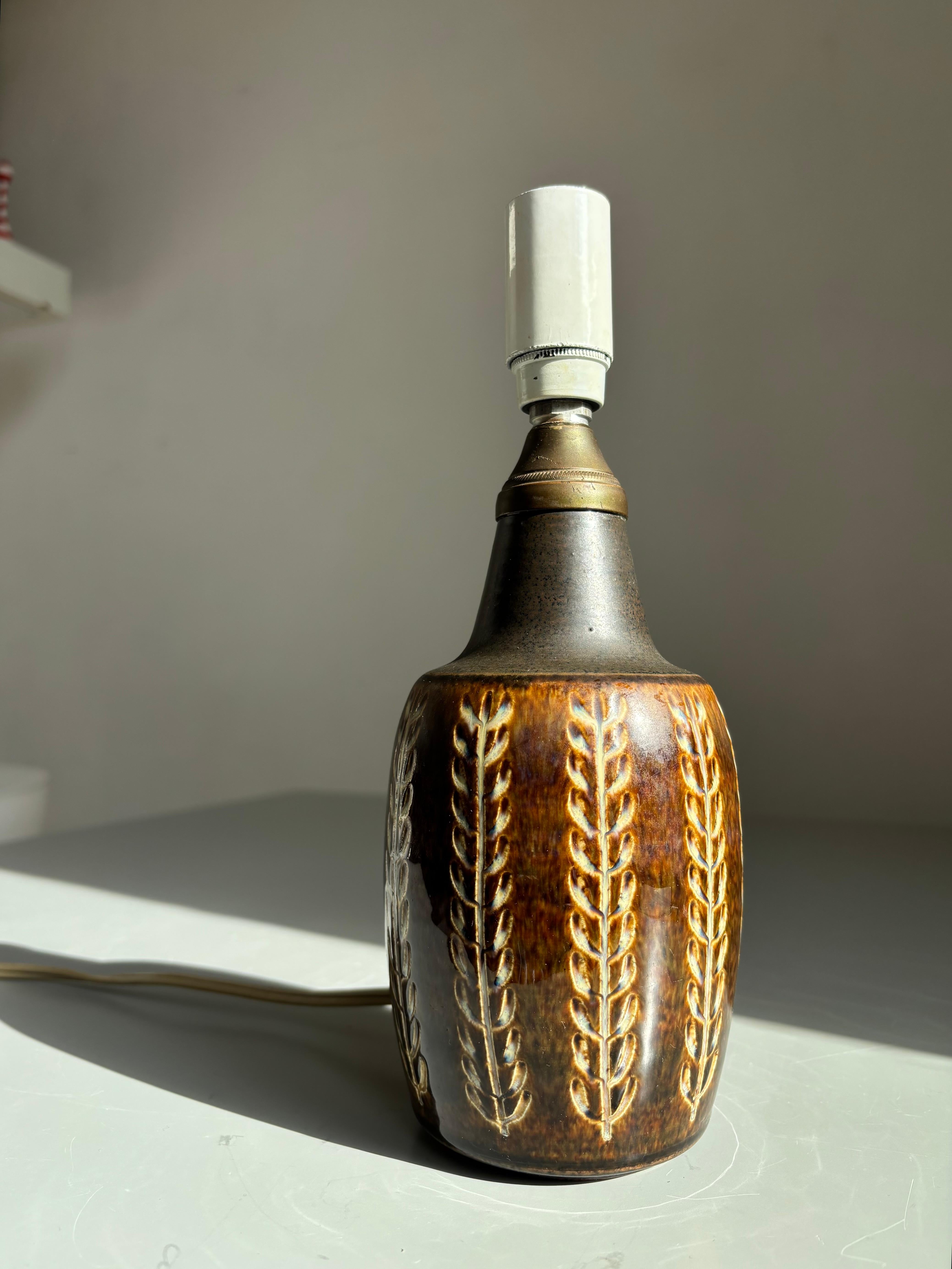 Small Brown Organic Decor Stoneware Table Lamp, 1960s For Sale 2