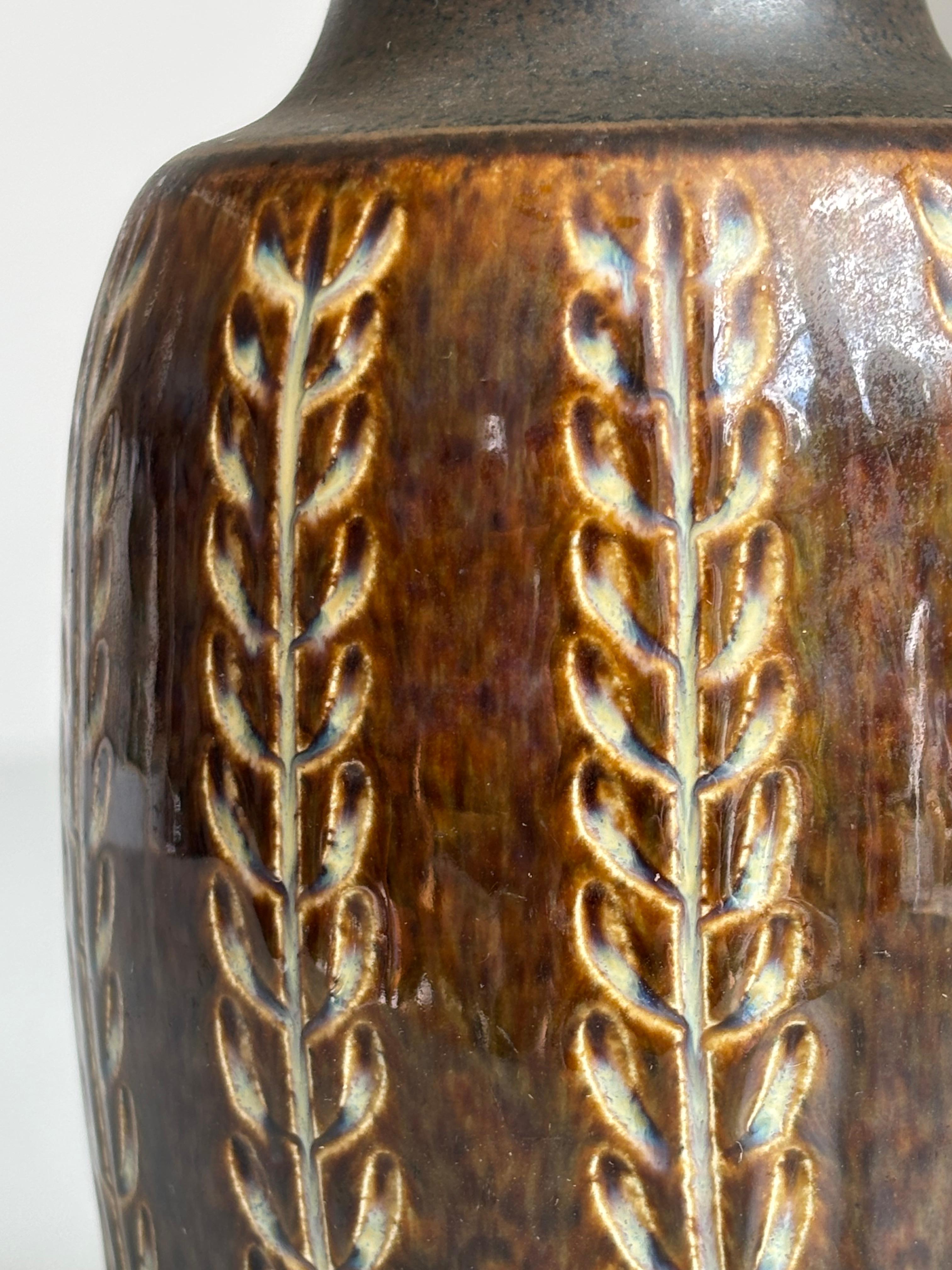 20th Century Small Brown Organic Decor Stoneware Table Lamp, 1960s For Sale