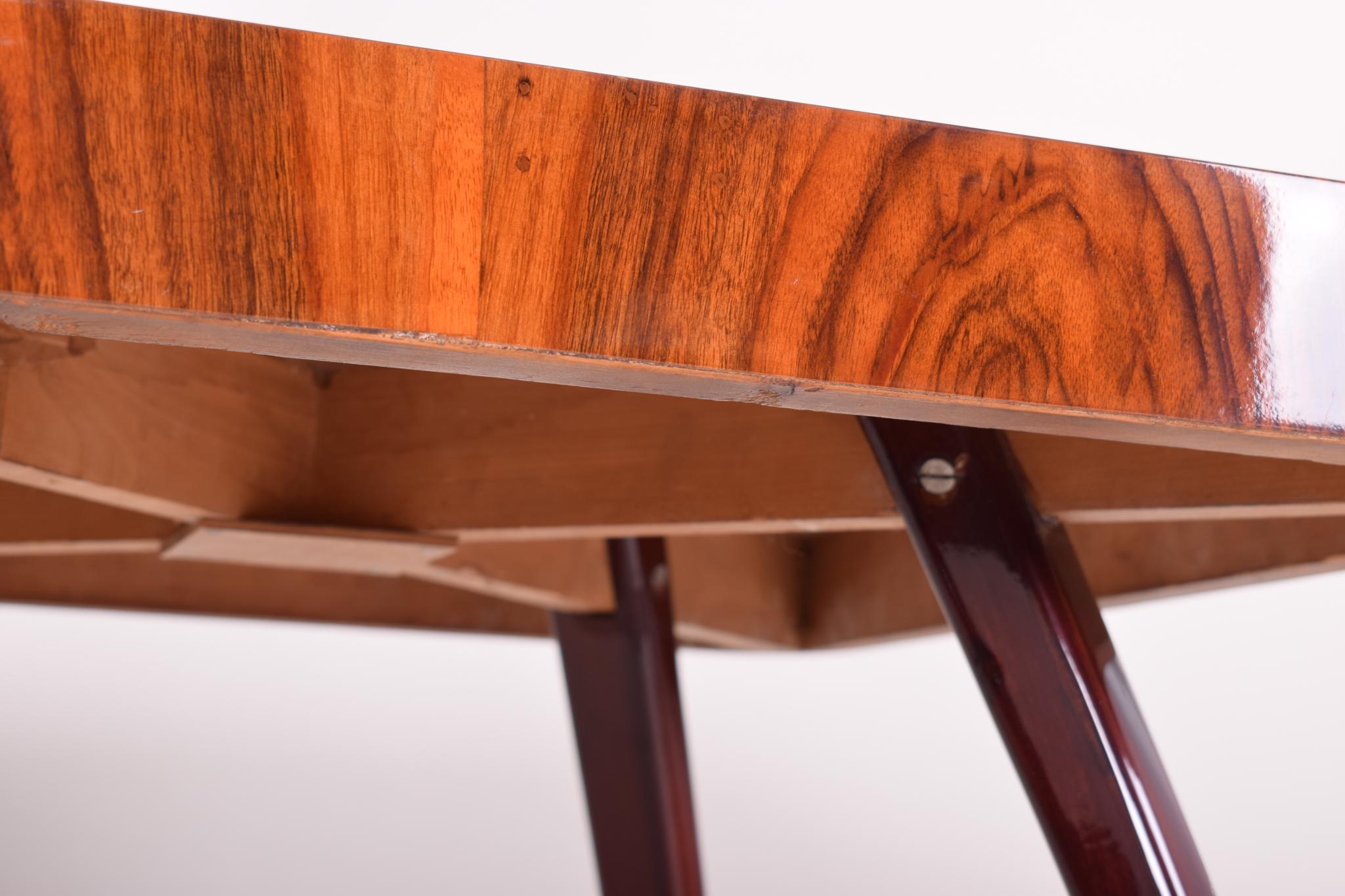 Wood Small Brown Pavóuk Table, Designed by Halabala, 1940s, Made in Czechia For Sale