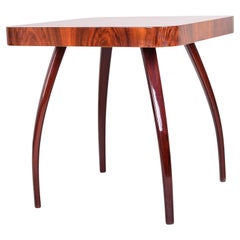 Small Brown Pavóuk Table, Designed by Halabala, 1940s, Made in Czechia