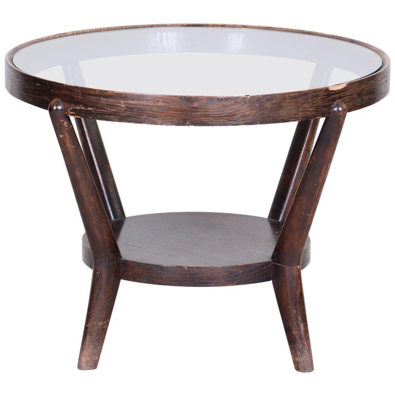 Small Brown Round Table Czech, Small Round Glass Coffee Table