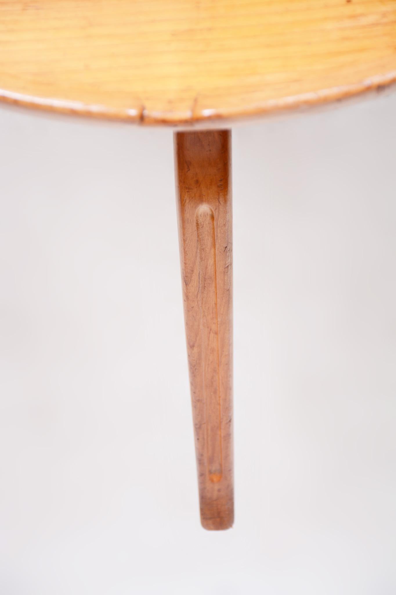 Mid-20th Century Small Brown Round Table, Czech Midcentury, Made Out of Cherry Tree, 1940s For Sale