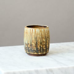 Piccolo vaso in gres marrone di Gunnar Nylund per Rorstrand, Svezia, anni '60.