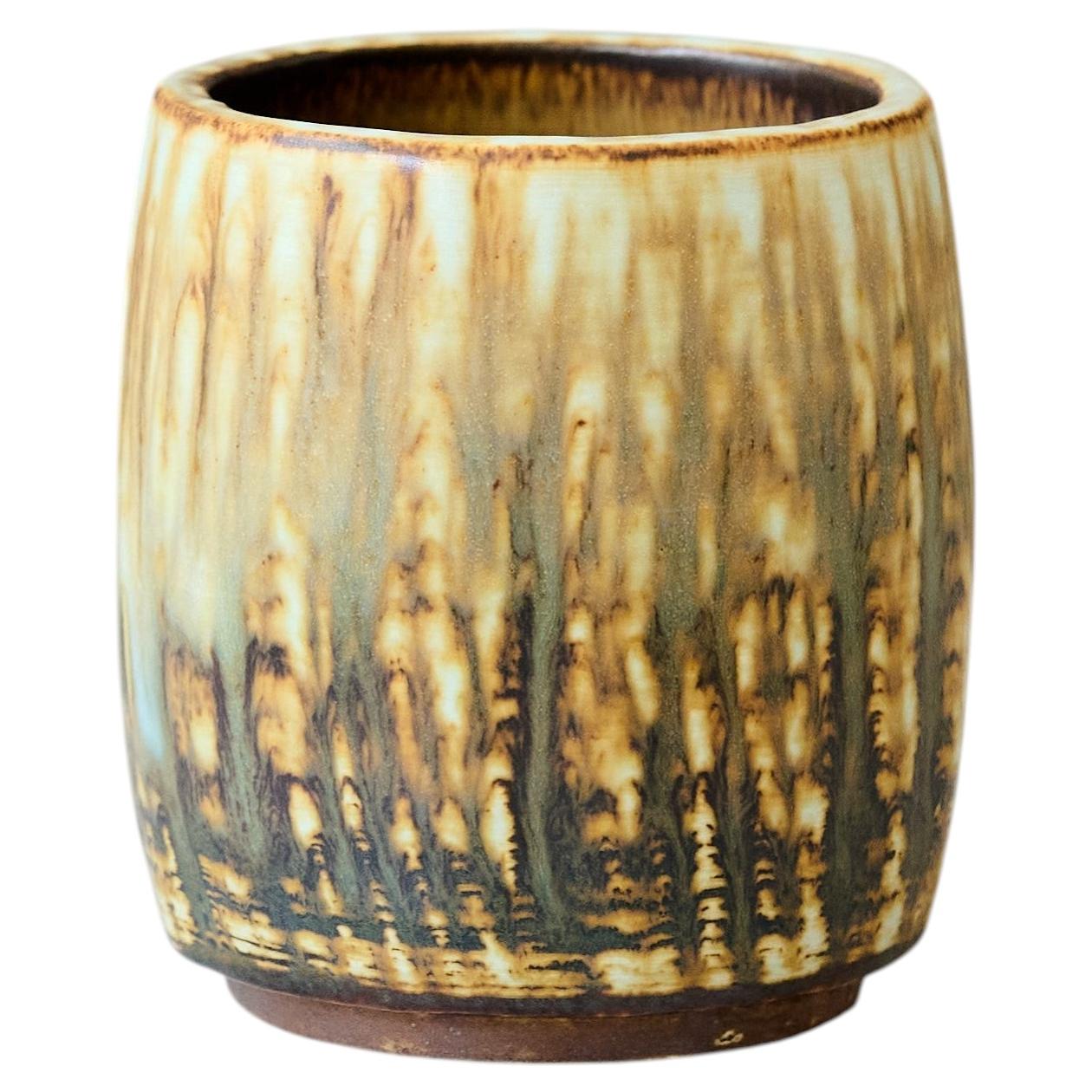Small Brown Stoneware Vase by Gunnar Nylund for Rorstrand, Sweden, 1960s. For Sale