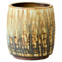 Piccolo vaso in gres marrone di Gunnar Nylund per Rorstrand, Svezia, anni '60.