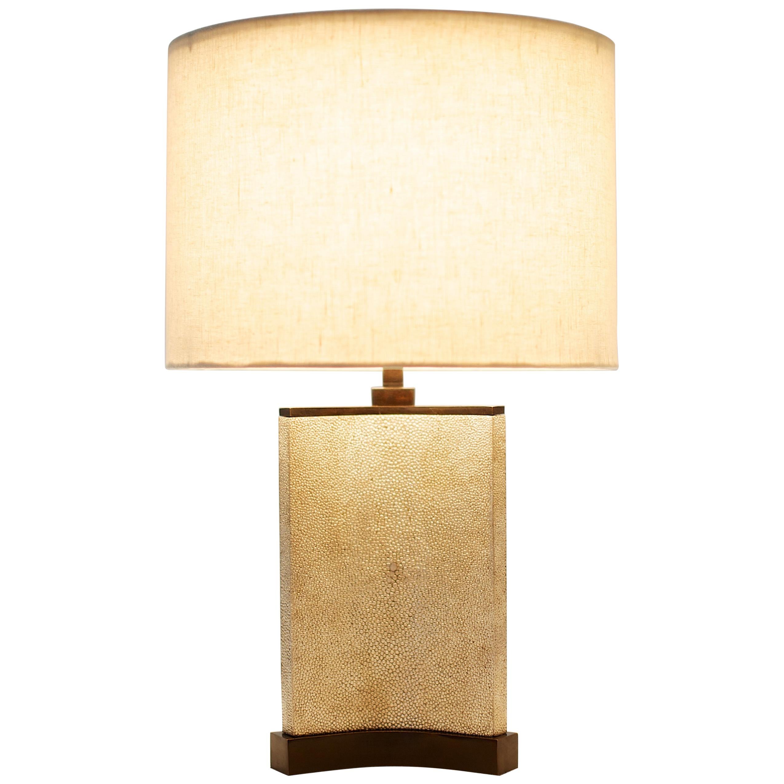 Small Bruno Lamp in Shagreen and Bronze by Elan Atelier For Sale