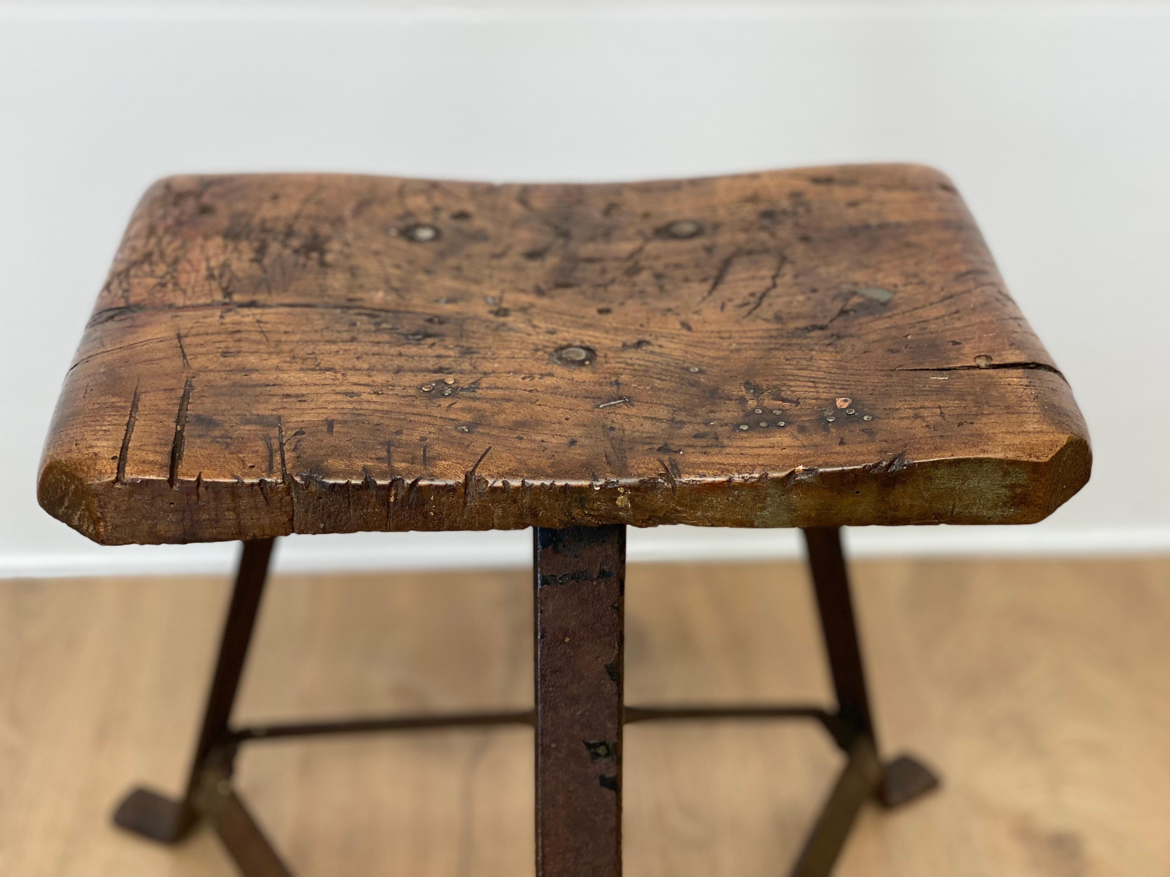 British Small Brutalis , Industrial Table with Iron base For Sale