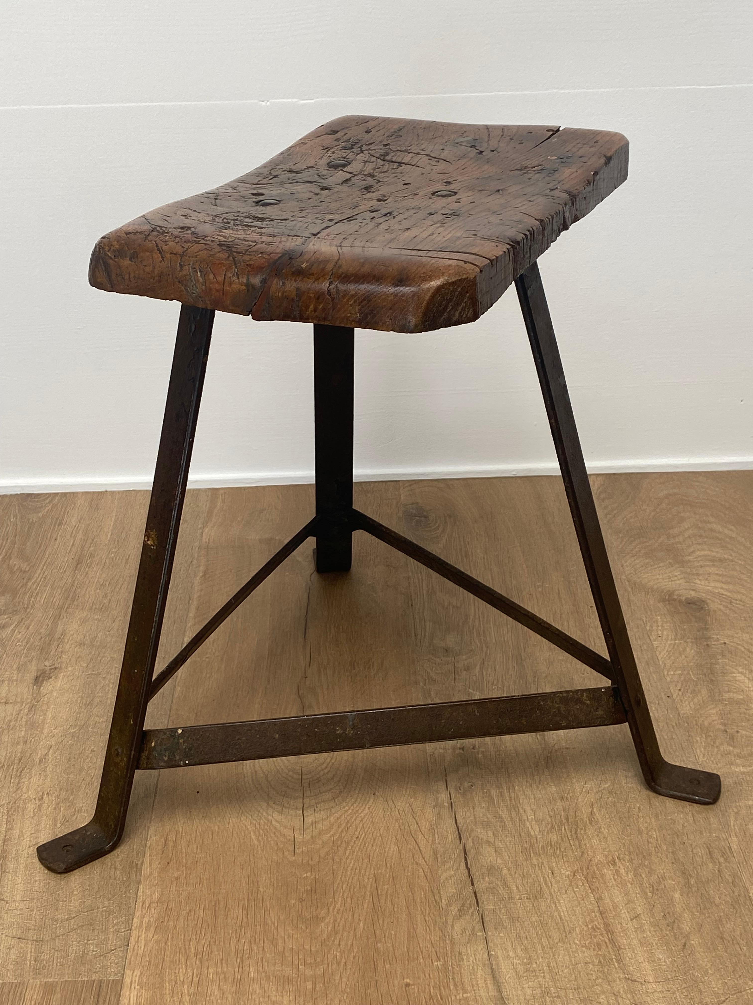 Early 20th Century Small Brutalis , Industrial Table with Iron base For Sale