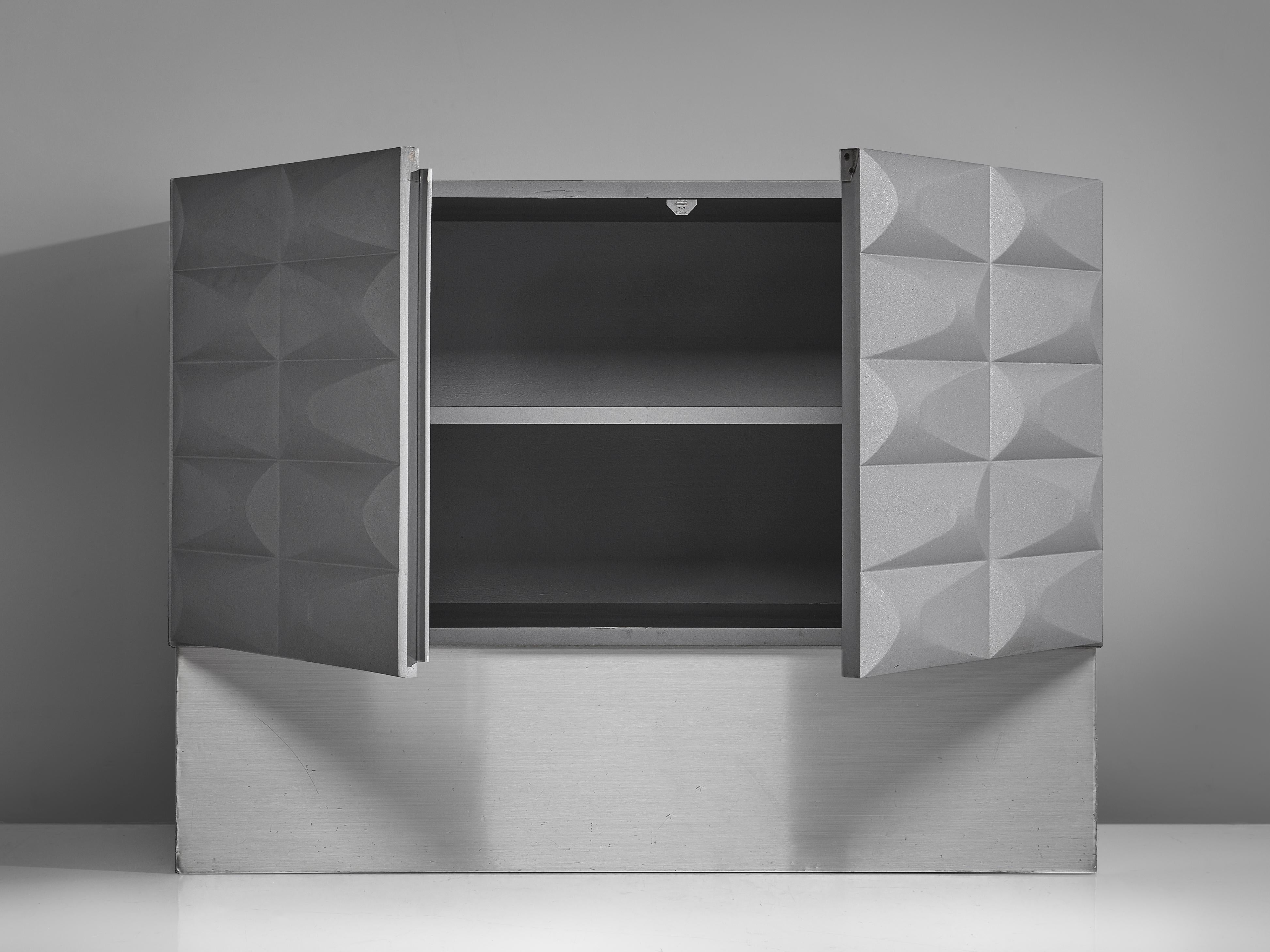 Aluminum Small Brutalist Cabinet in Soft Grey