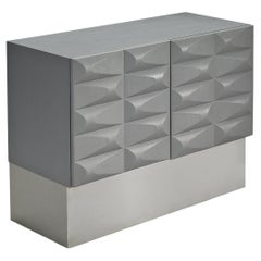Small Brutalist Cabinet in Soft Grey 