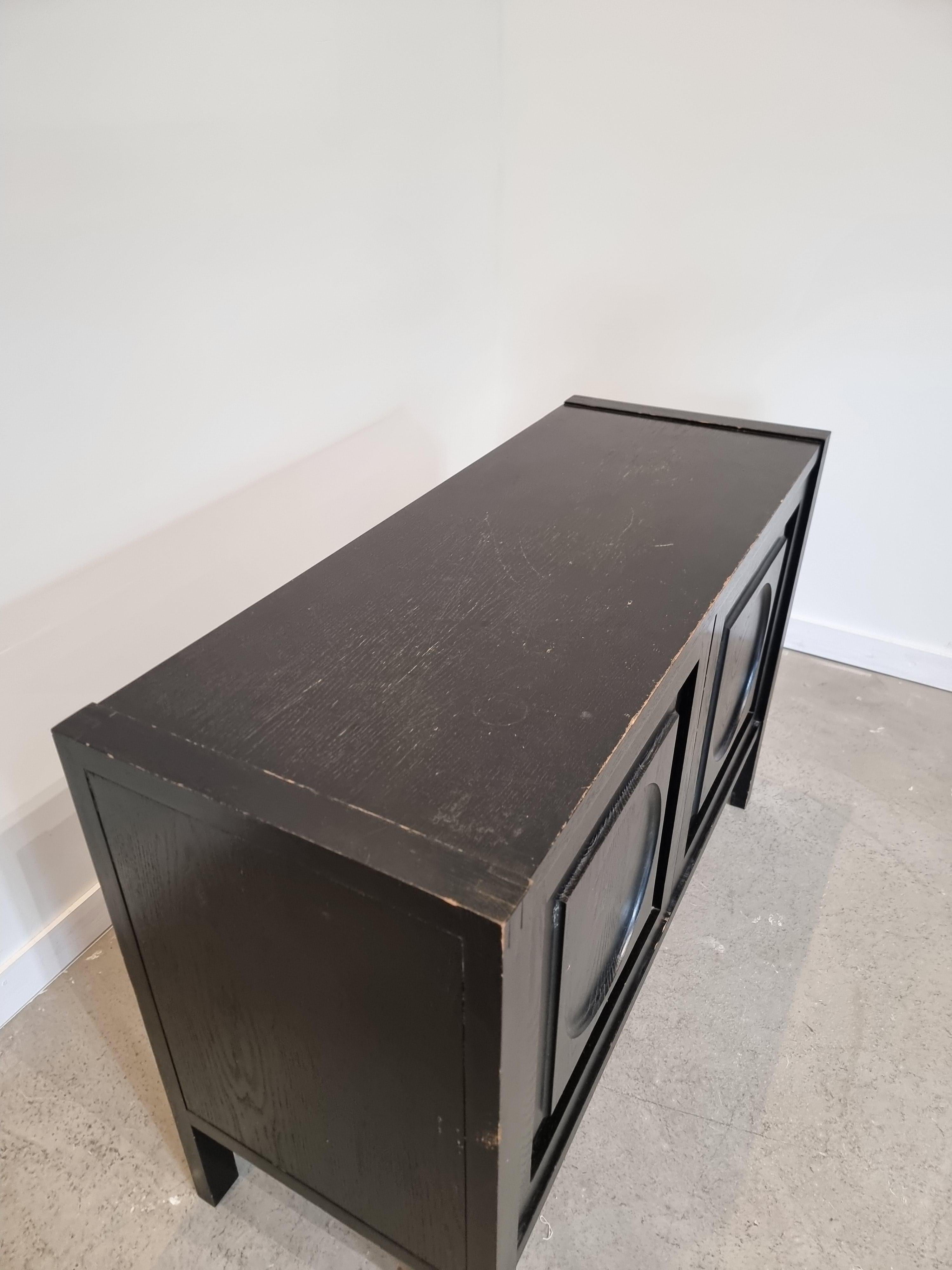 Small Brutalist Sideboard in Black Oak, 1970s 5