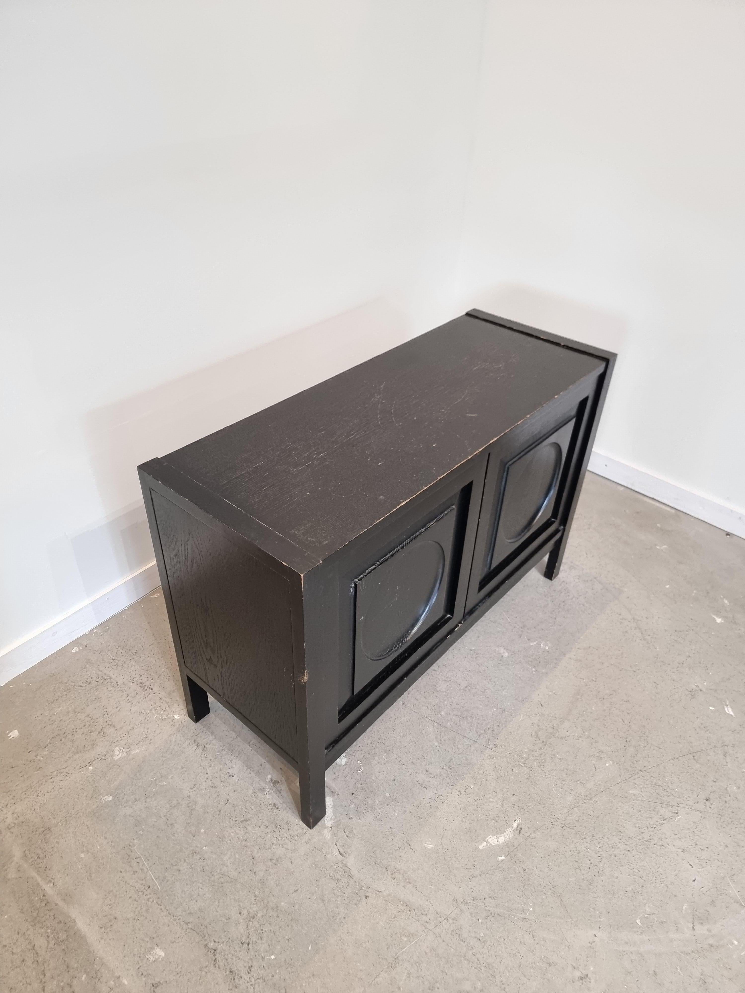 Blackened Small Brutalist Sideboard in Black Oak, 1970s