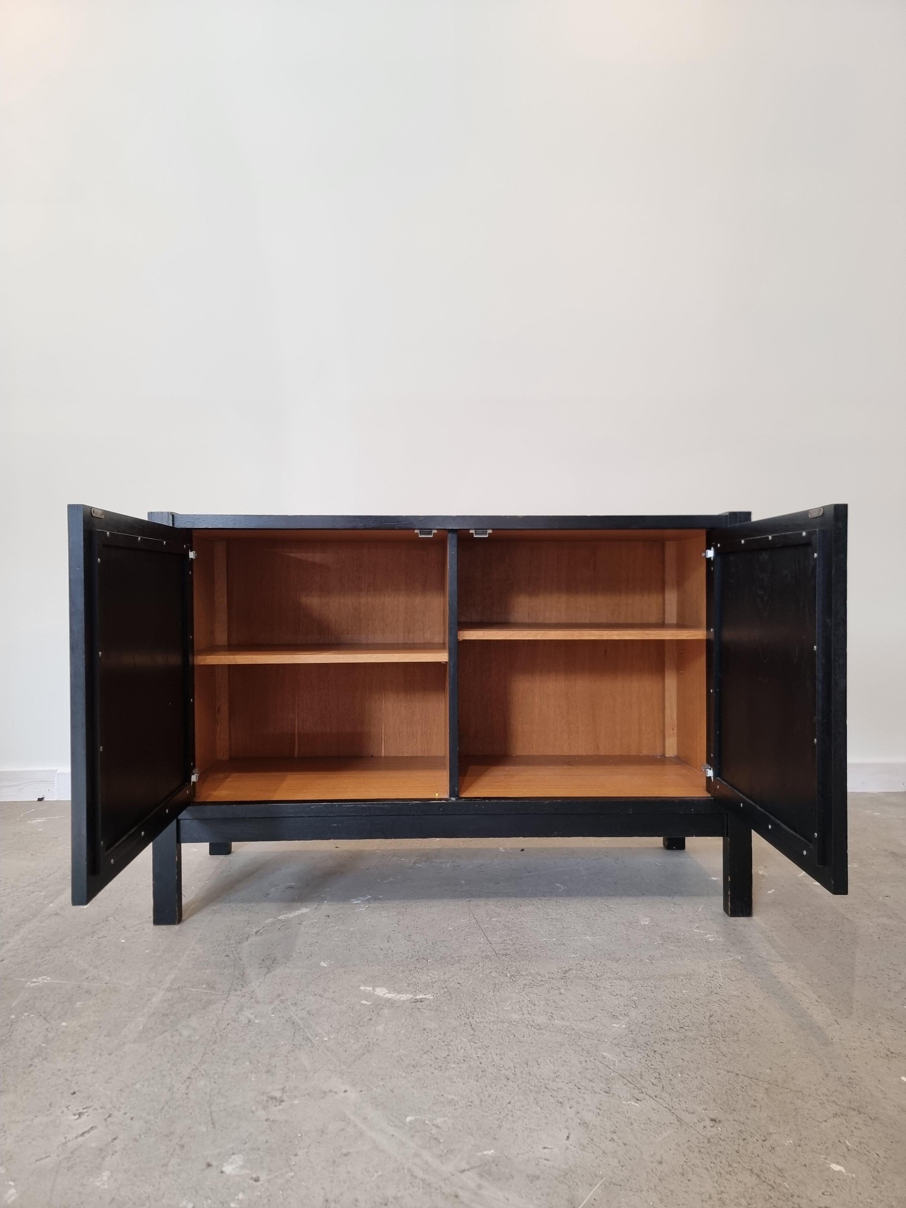 Small Brutalist Sideboard in Black Oak, 1970s In Good Condition In Sint-Niklaas, VOV