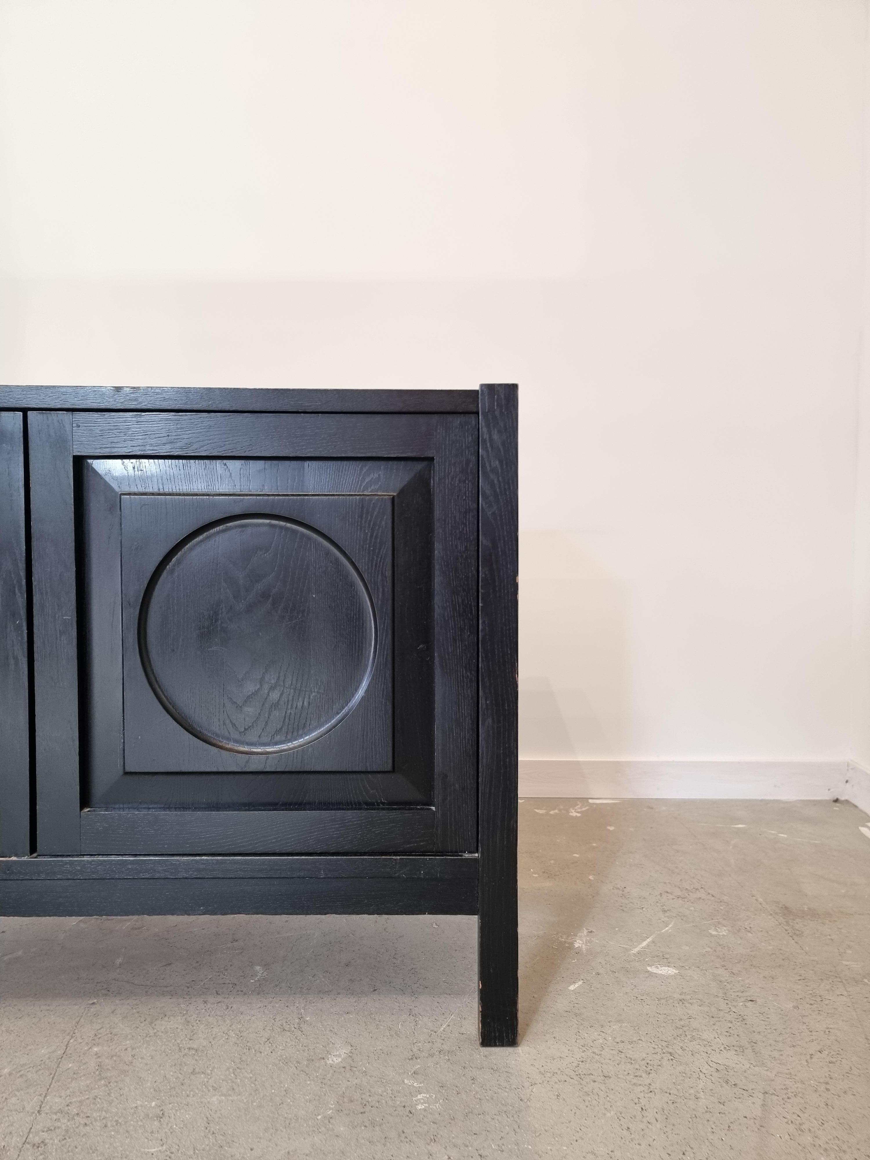 Small Brutalist Sideboard in Black Oak, 1970s 2