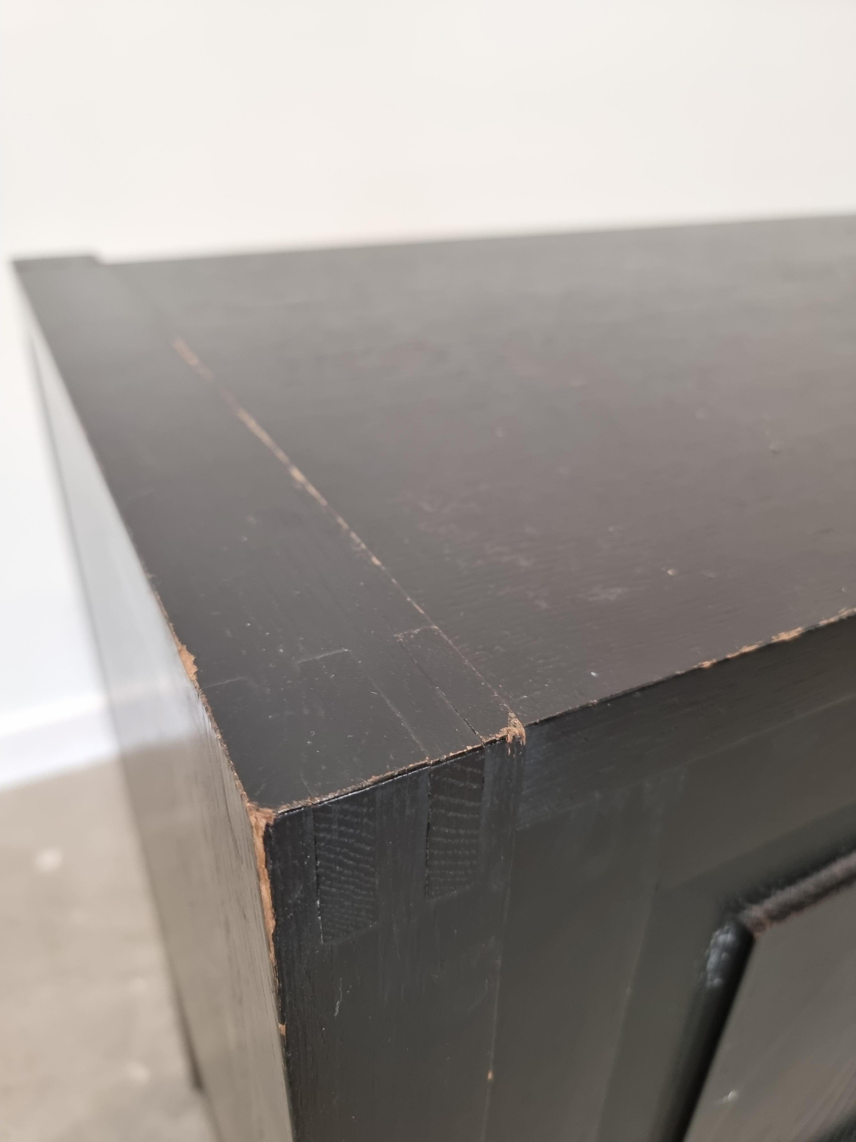 Small Brutalist Sideboard in Black Oak, 1970s 3