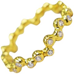 Small Bubble Diamond 22 Karat Gold Band Ring