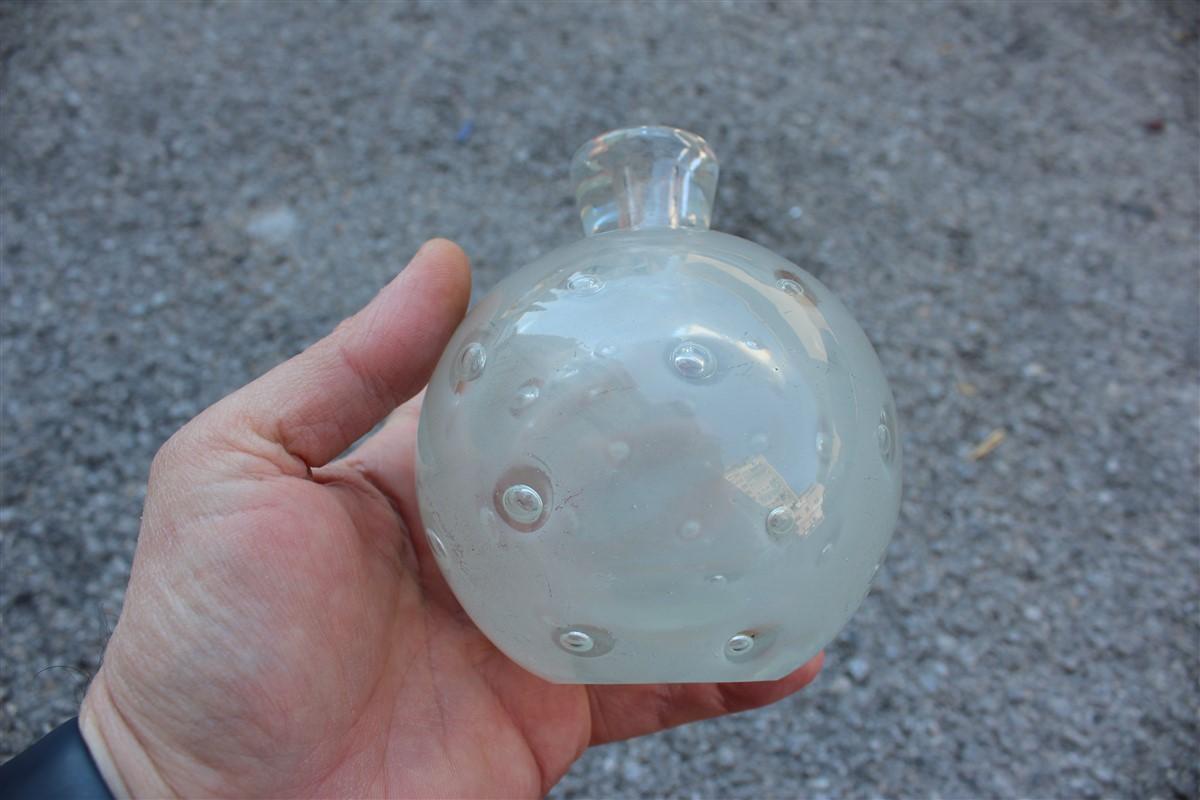 Italian Small Bubble Vase 1940 Murano Glass Attributed to Barovier Air Bubbles Inside For Sale