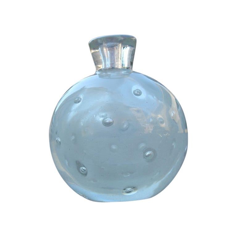 Small Bubble Vase 1940 Murano Glass Attributed to Barovier Air Bubbles Inside For Sale