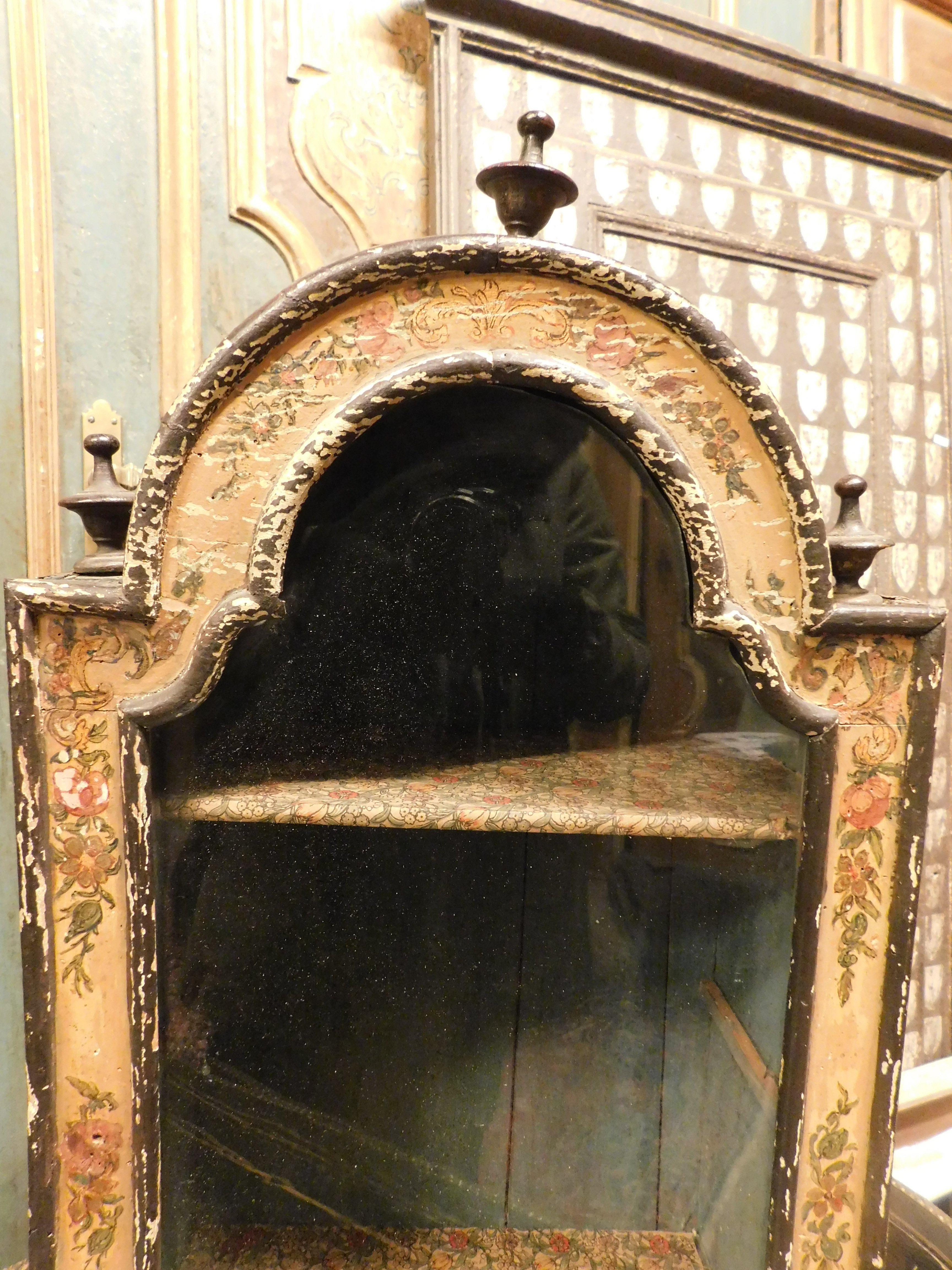 19th Century Small bulletin board, showcase, wall niche, hand painted, Italy For Sale
