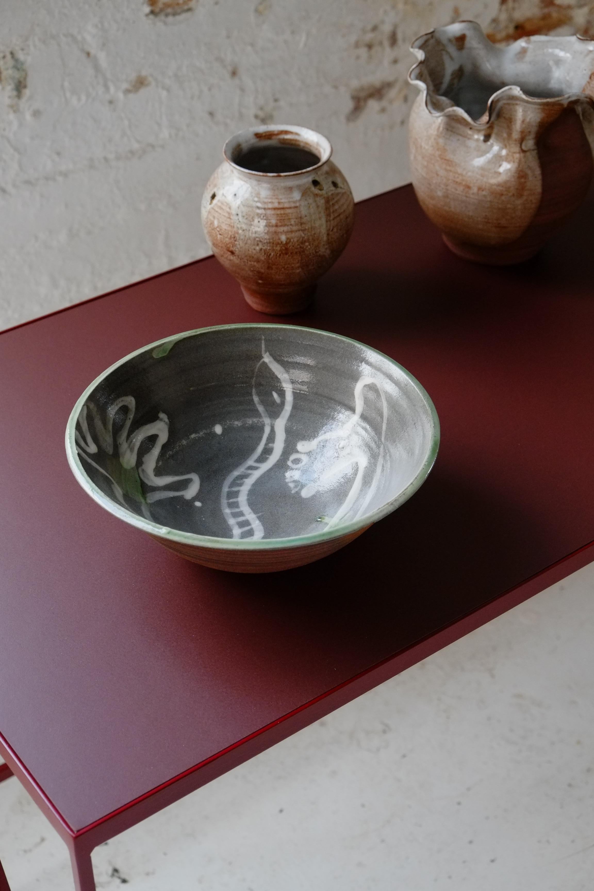 Small Burgundy Study Desk with Natural Linoleum Table Top & Drawer, Customizable For Sale 5