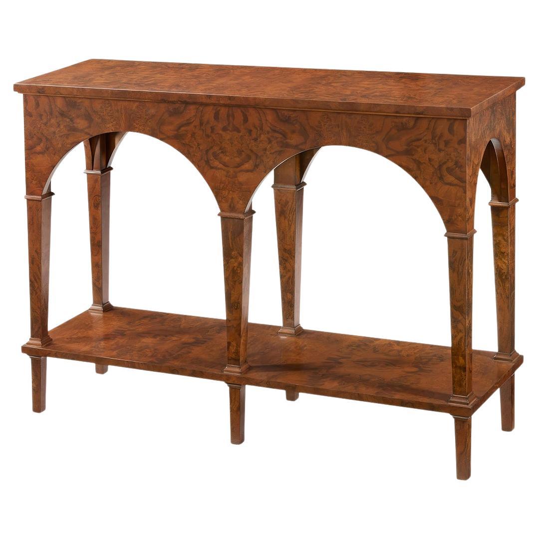 Small Burl Walnut Console Table