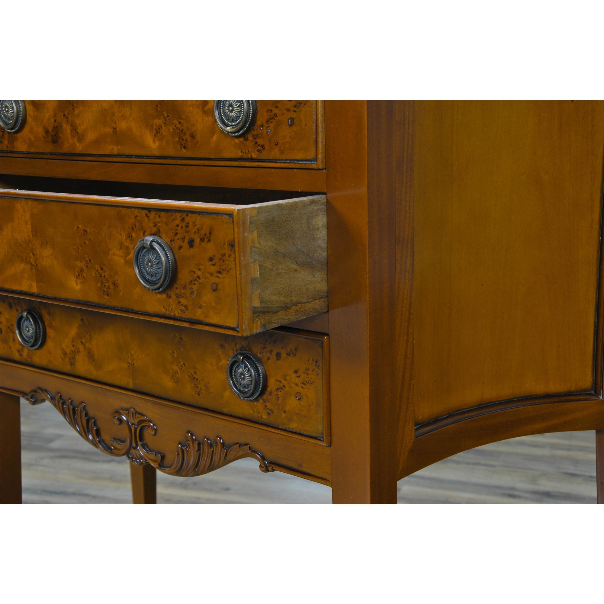 Hand-Carved Small Burled Sideboard  For Sale