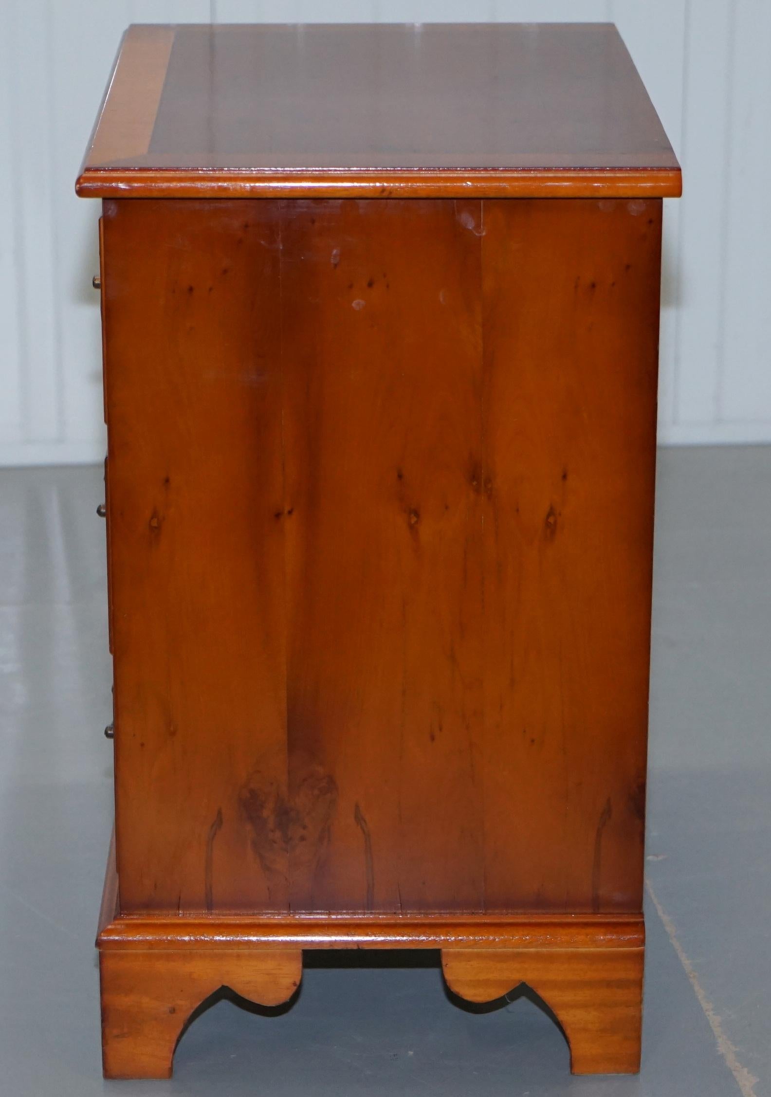 Small Burr Yew Wood Side Table Sized Chest of Drawers Great for Office Home Bed 6