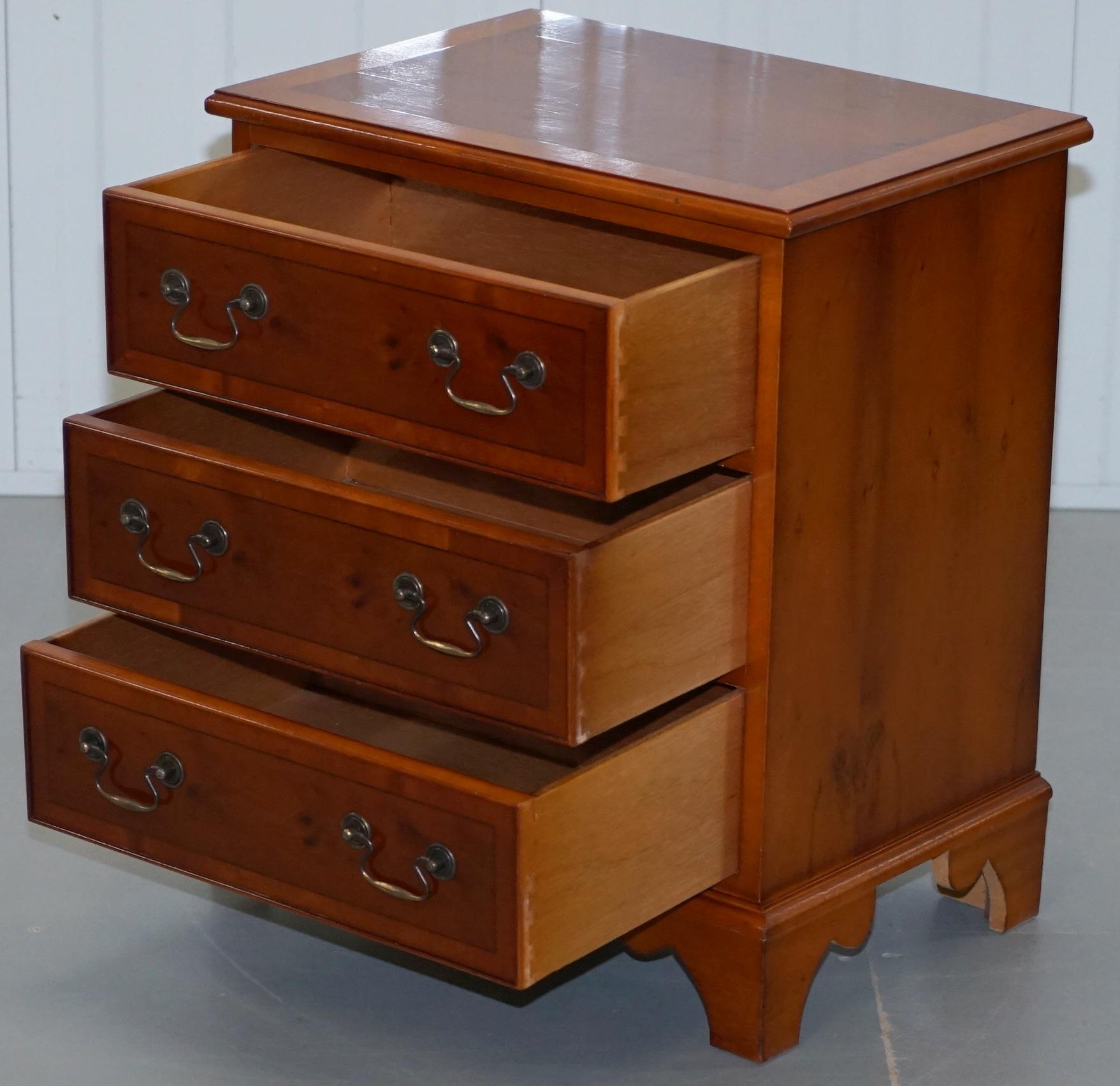Small Burr Yew Wood Side Table Sized Chest of Drawers Great for Office Home Bed 7