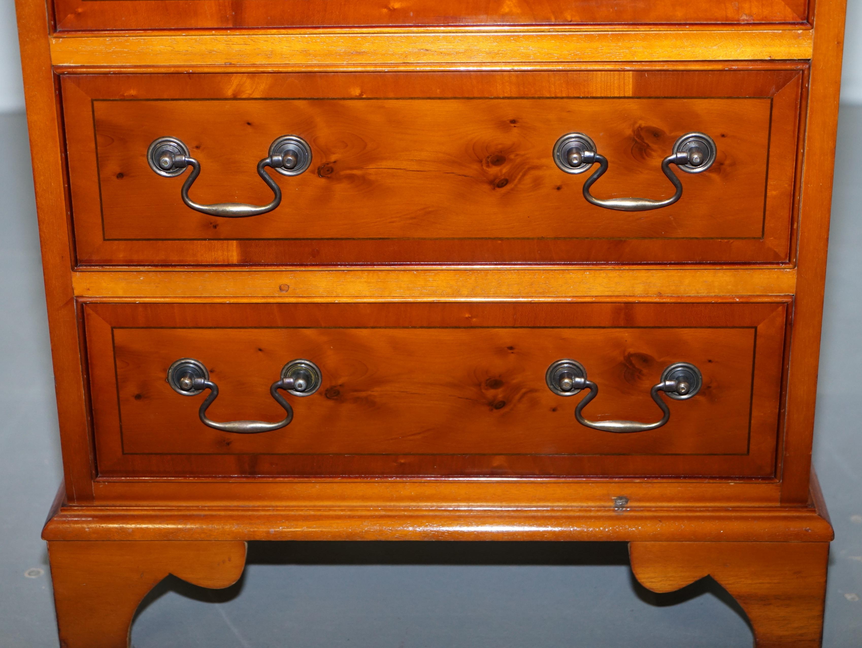Small Burr Yew Wood Side Table Sized Chest of Drawers Great for Office Home Bed 2
