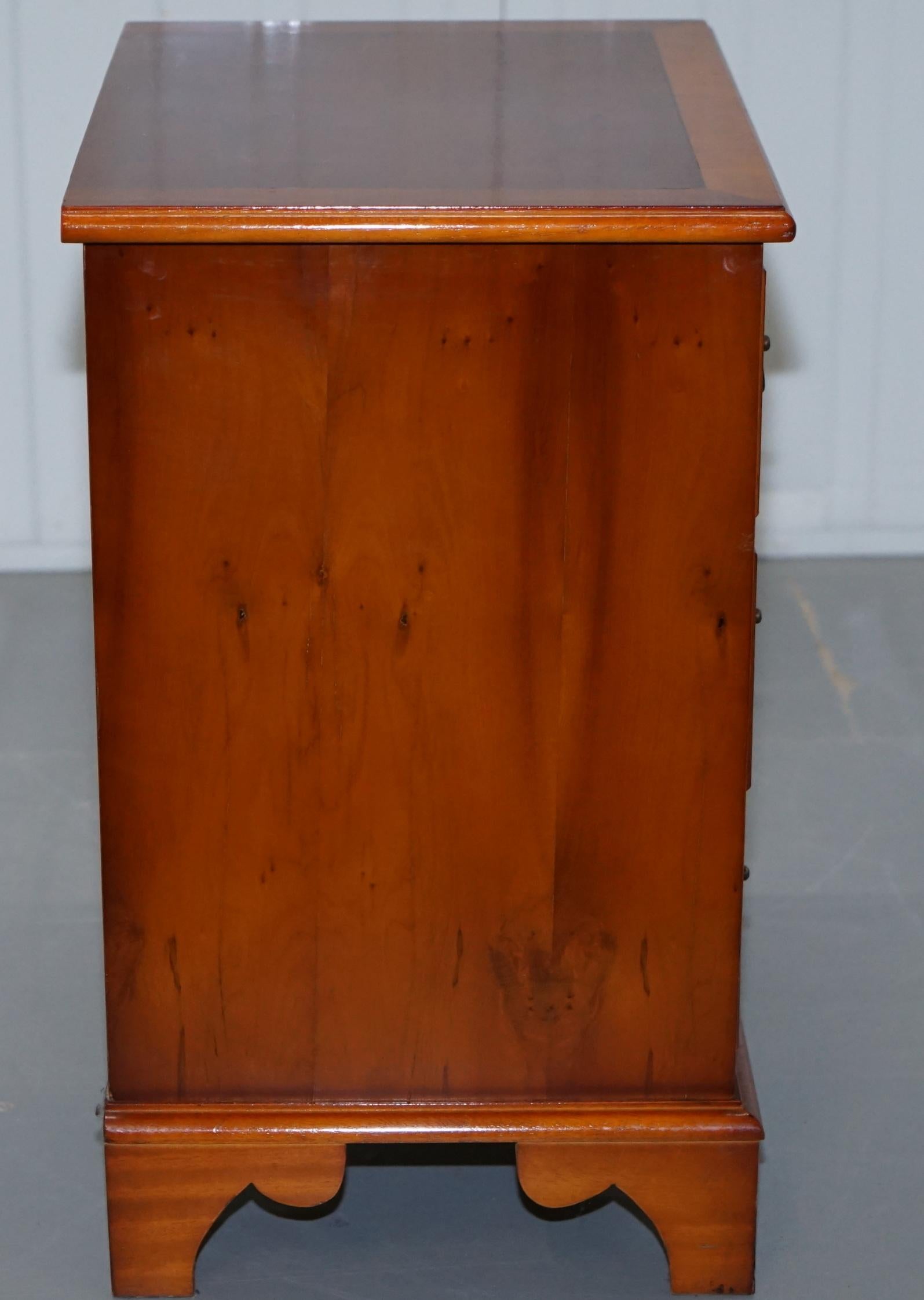 Small Burr Yew Wood Side Table Sized Chest of Drawers Great for Office Home Bed 3