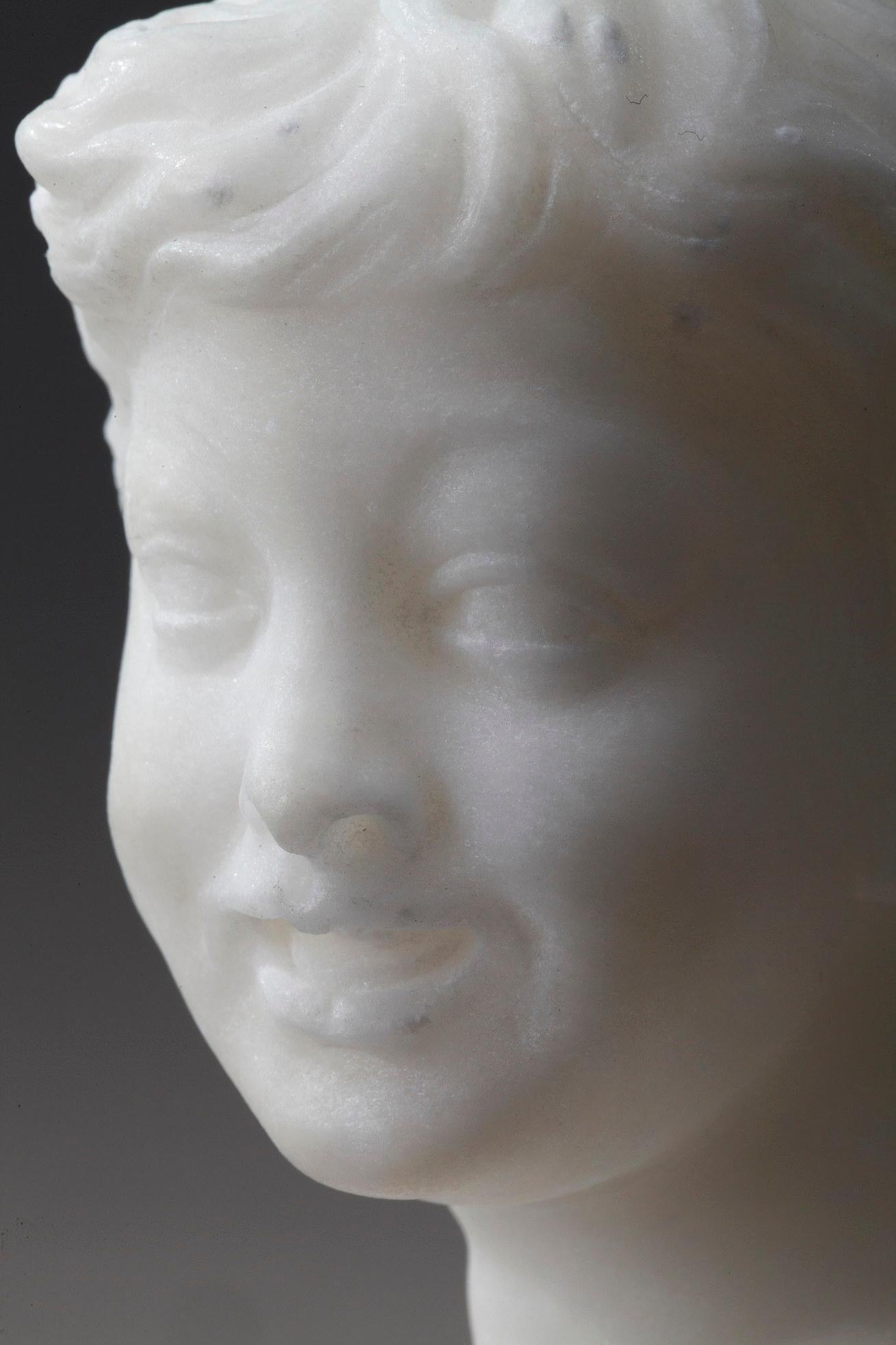 Small Bust Representing a Young Boy in Alabaster For Sale 6