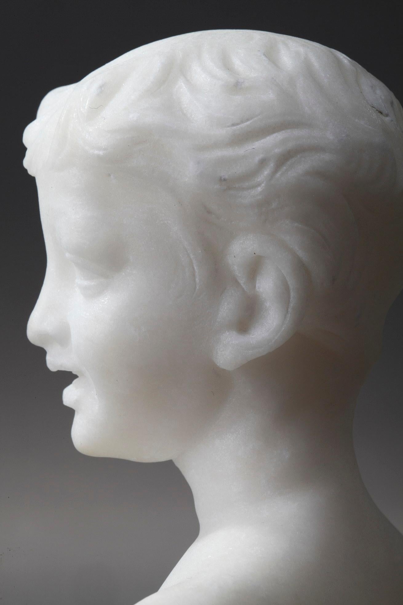 Small Bust Representing a Young Boy in Alabaster For Sale 7