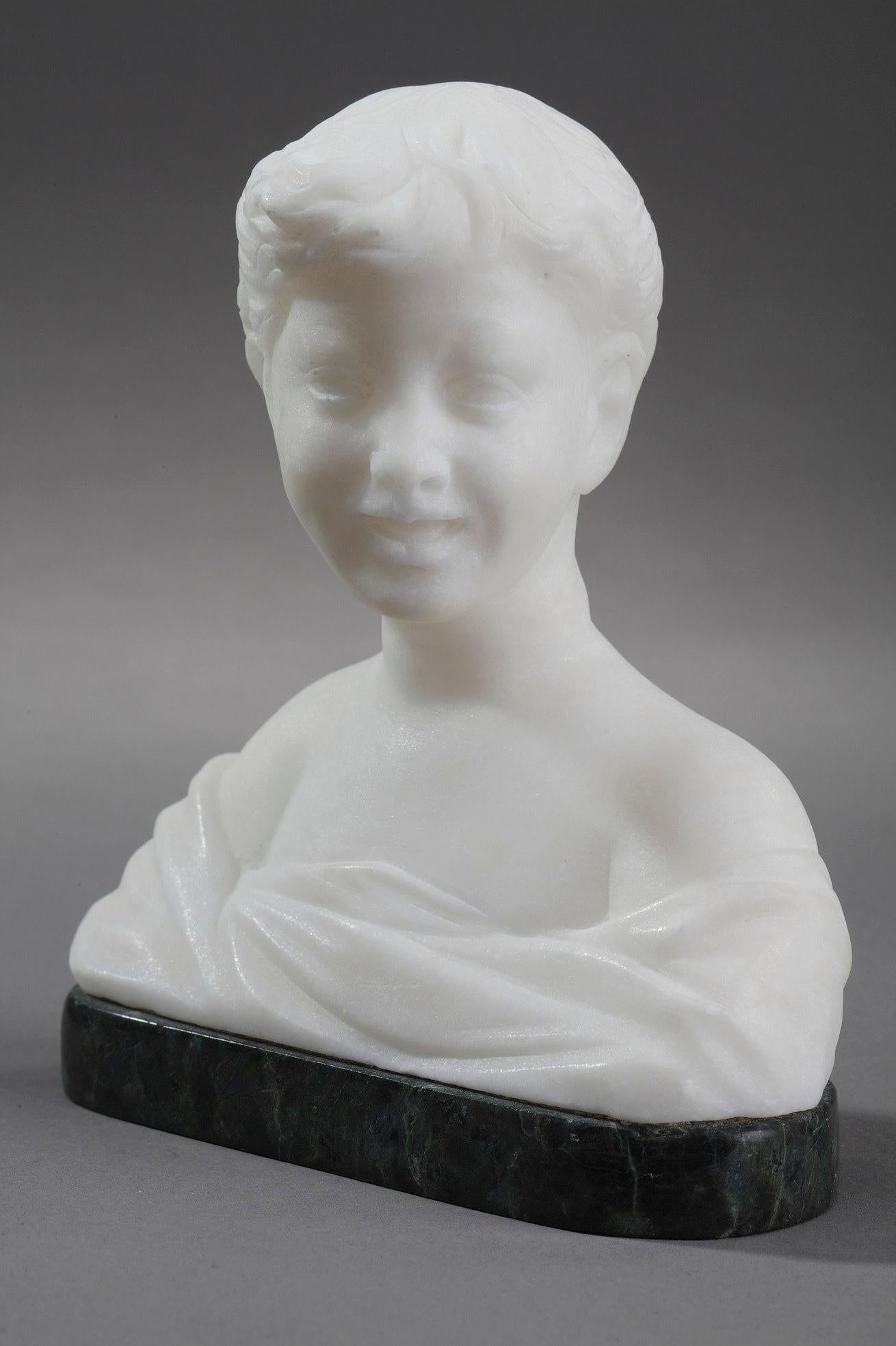 Francese Piccolo busto raffigurante un ragazzo in alabastro in vendita