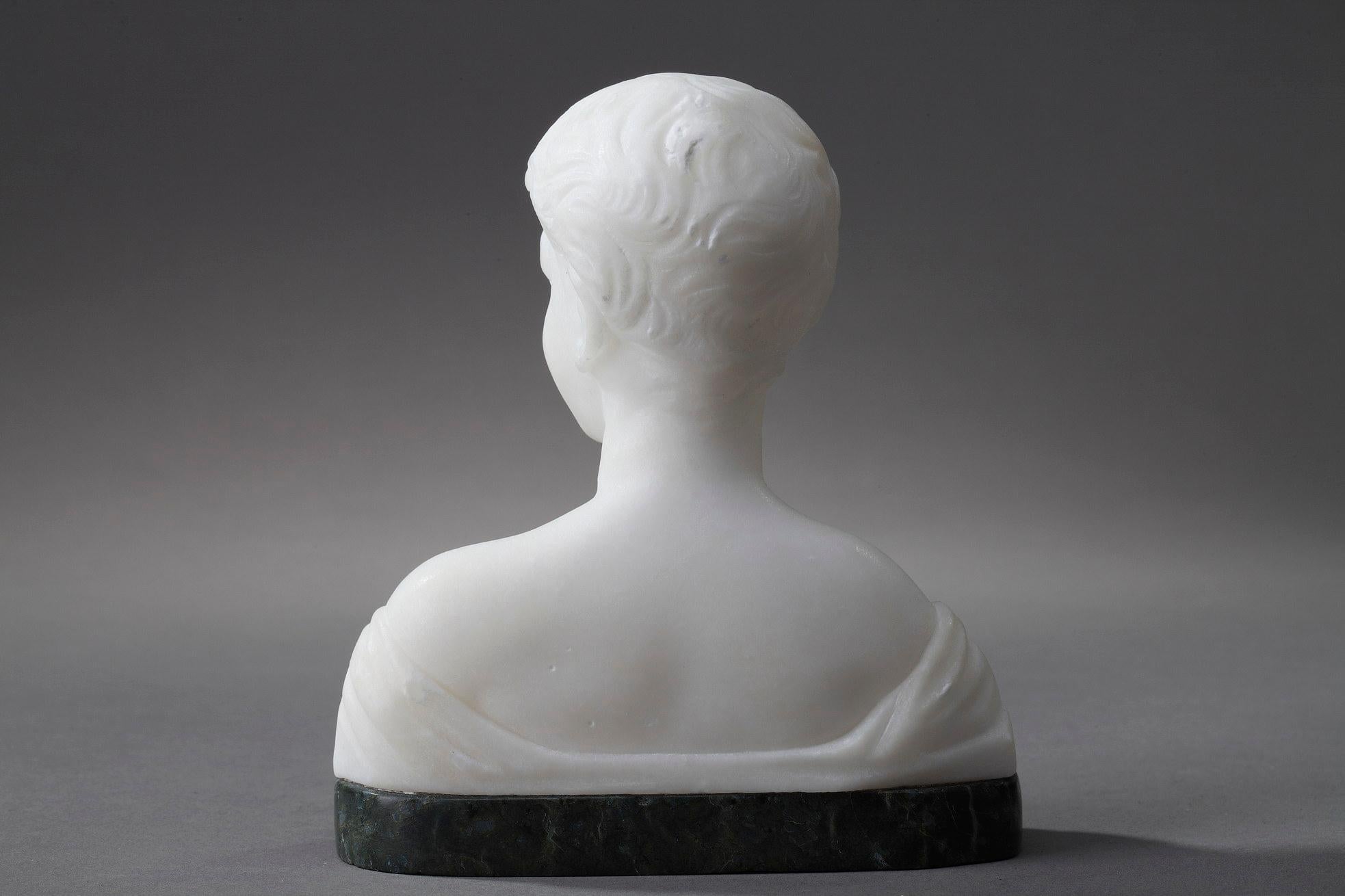 Late 19th Century Small Bust Representing a Young Boy in Alabaster For Sale
