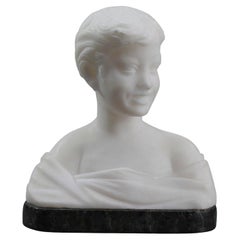 Antique Small Bust Representing a Young Boy in Alabaster